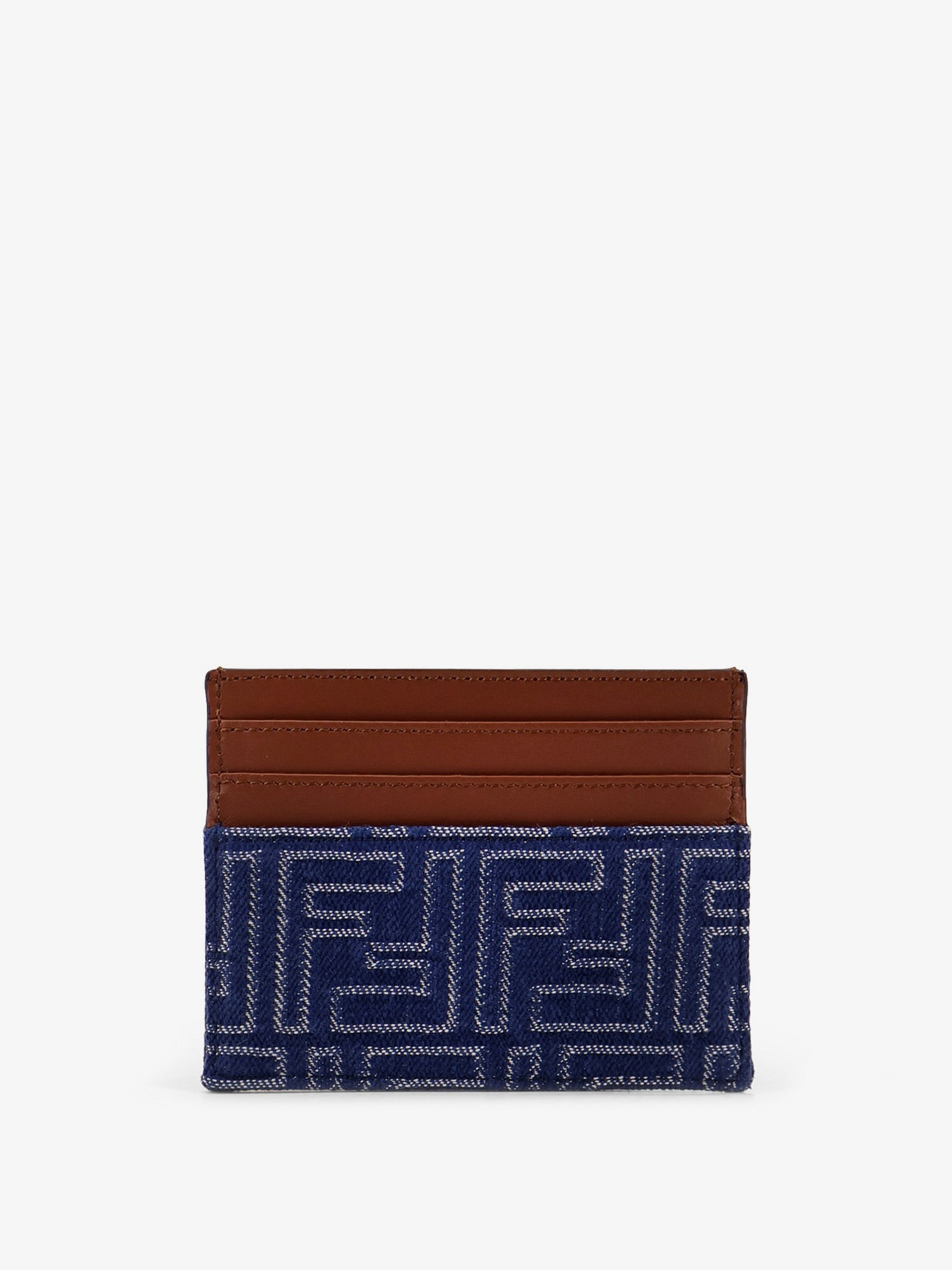 Fendi Jacquard Ff Fabric Cardholder With Denim Effect