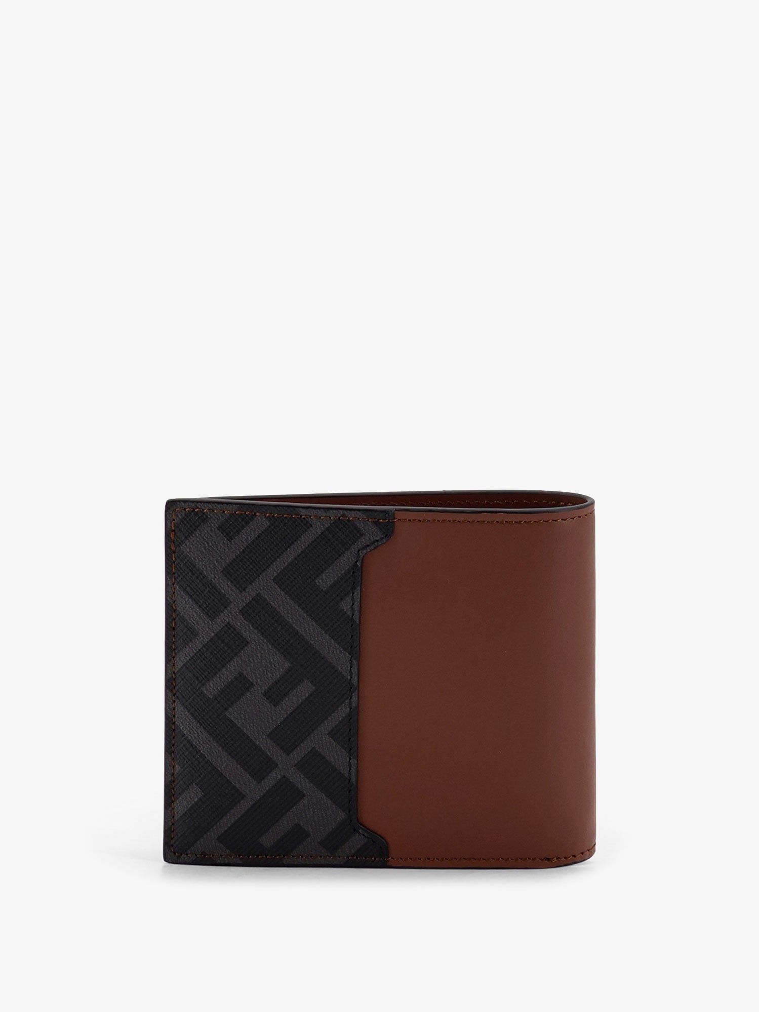 Fendi Leather And Ff Jacquard Fabric Bifold Wallet