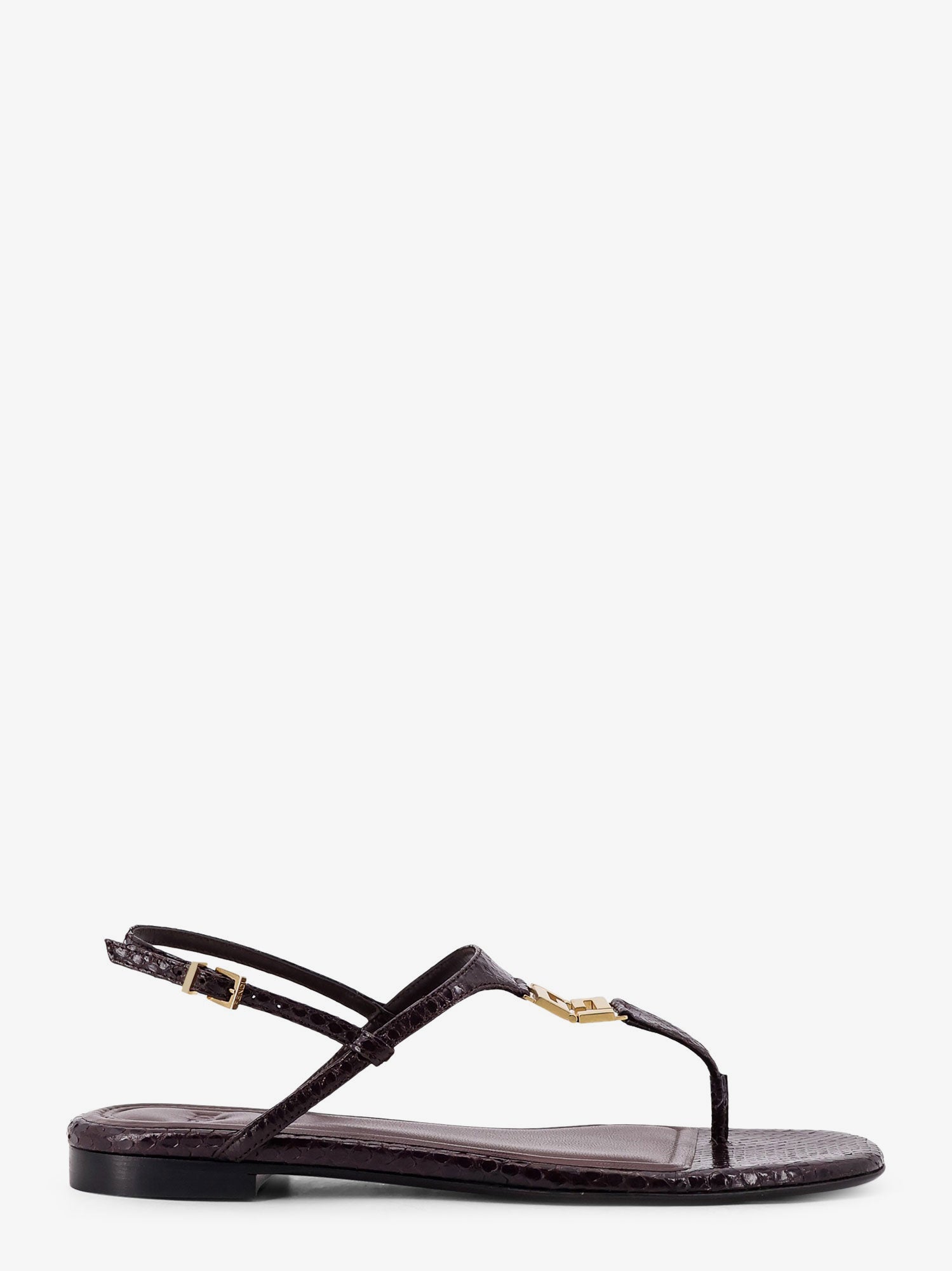 Fendi Fold Leather Sandals With Reptile Effect