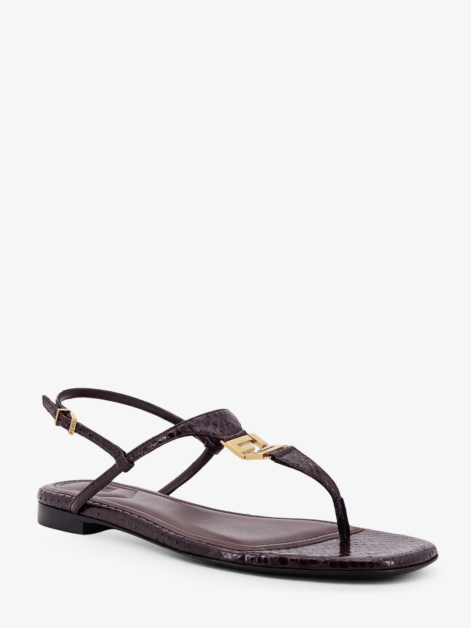Fendi Fold Leather Sandals With Reptile Effect