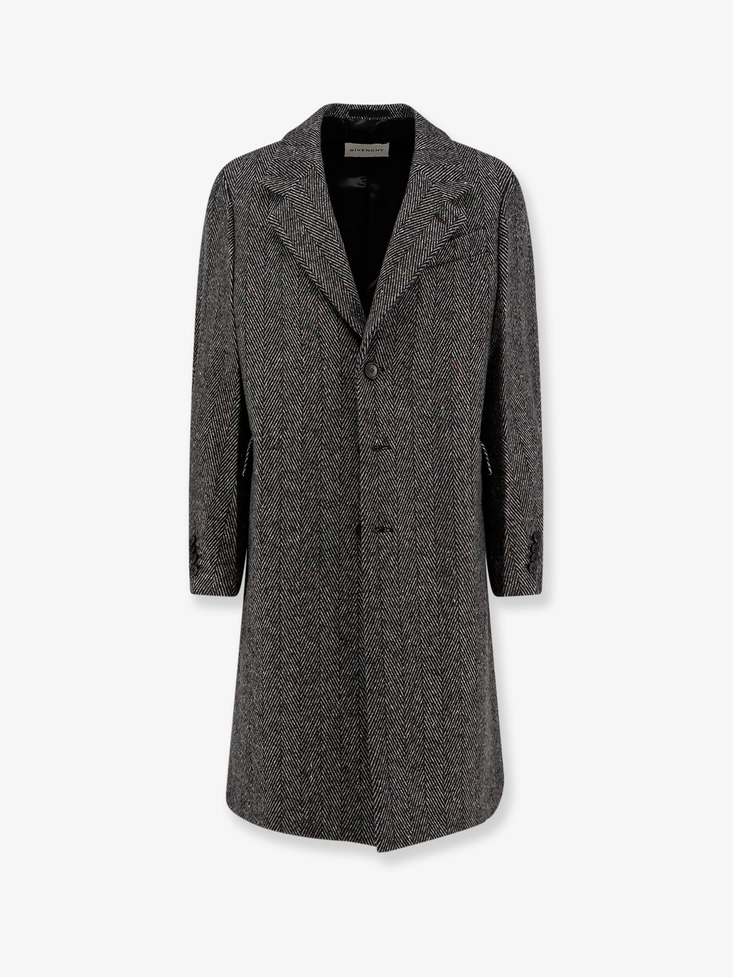 Givenchy Wool Blend Coat With Herringbone Motif