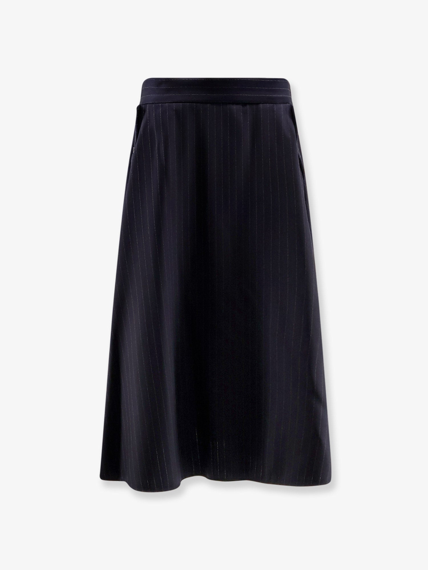 Golden Goose Striped Virgin Wool Midi Skirt