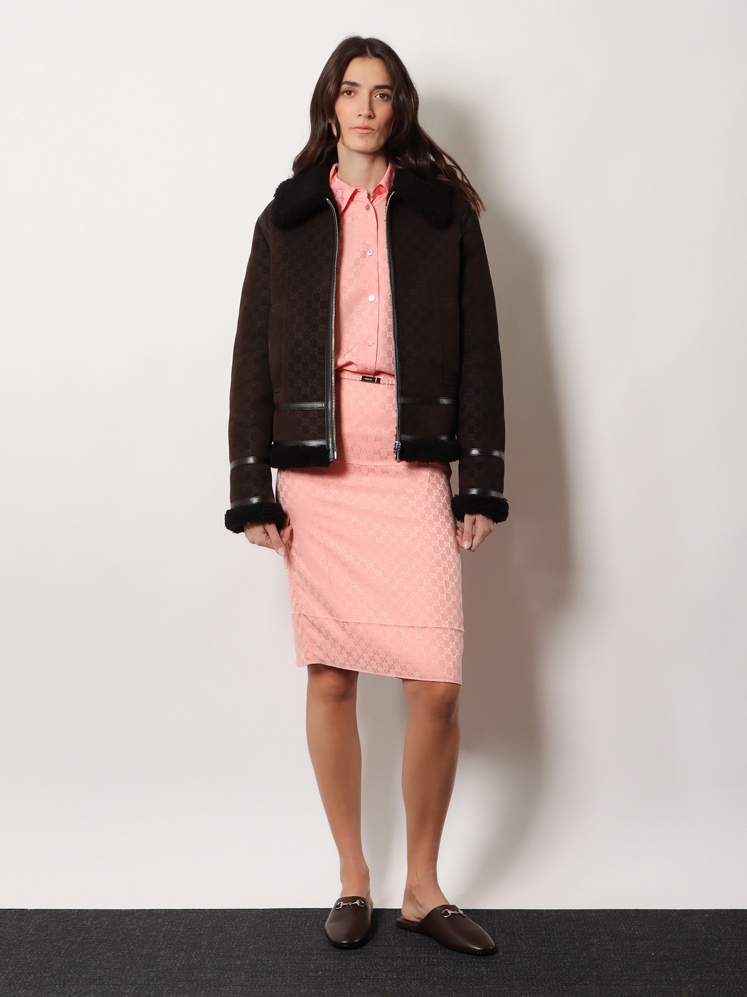 Gucci Suede Jacket With Gg Motif