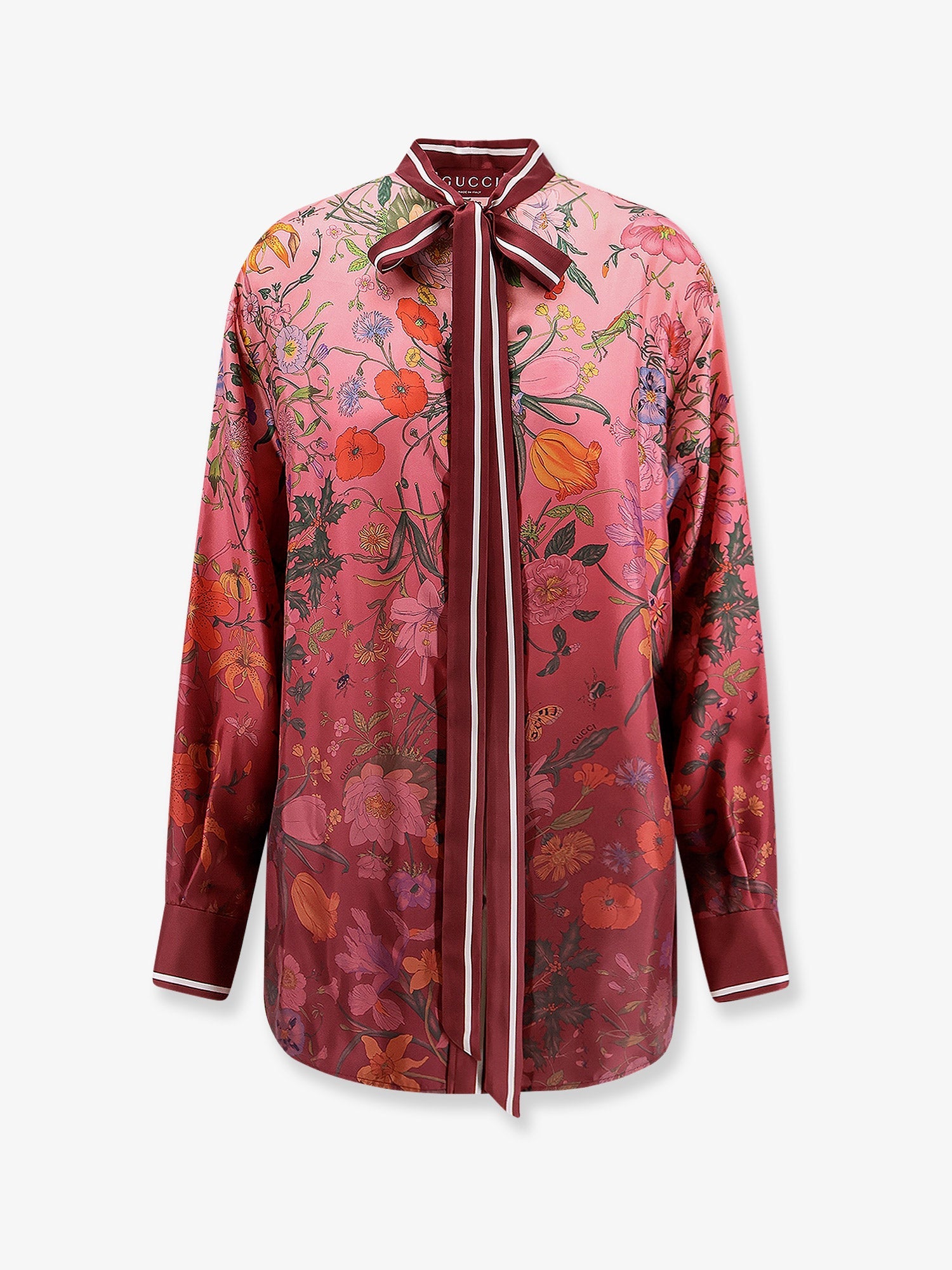 Gucci Silk Shirt With Gucci Flora Print