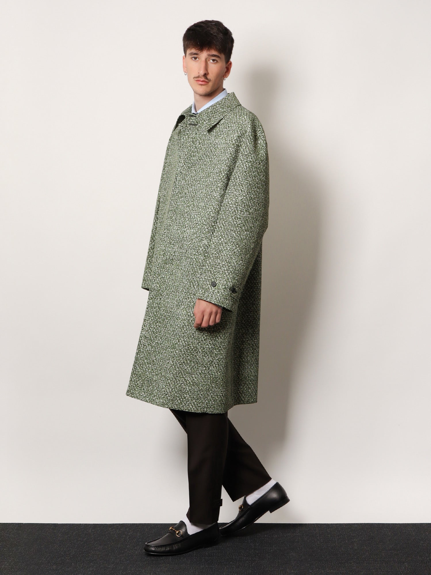 Gucci Double-breasted Poplin Coat With Bouclé Print