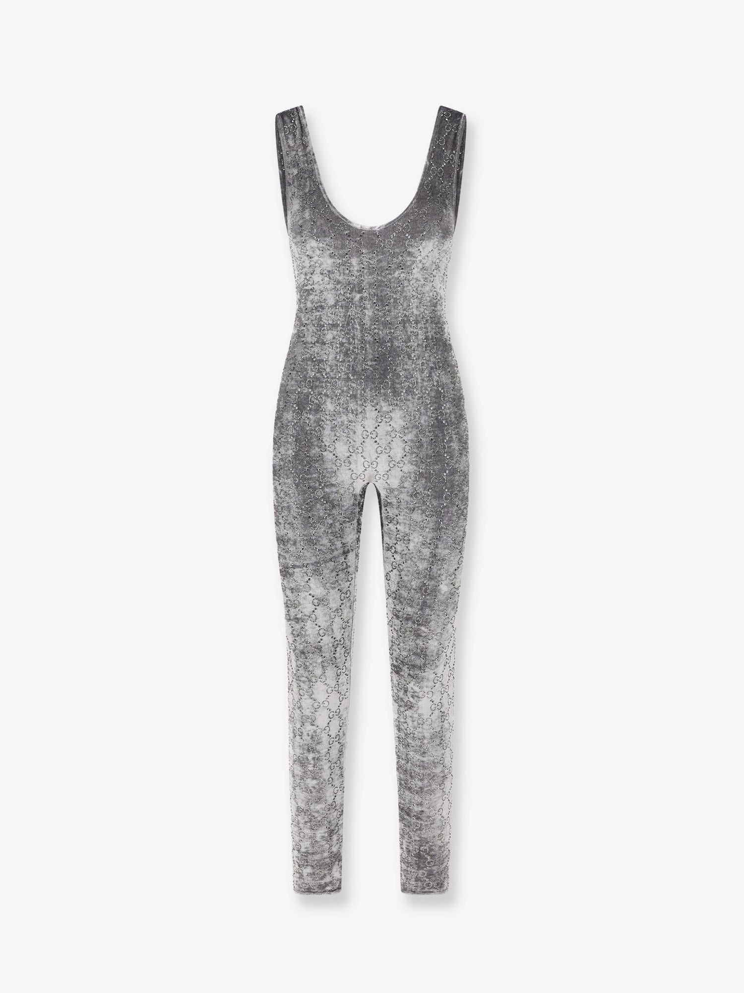 Gucci Stretch Chenille Jumpsuit With All-over Crystals