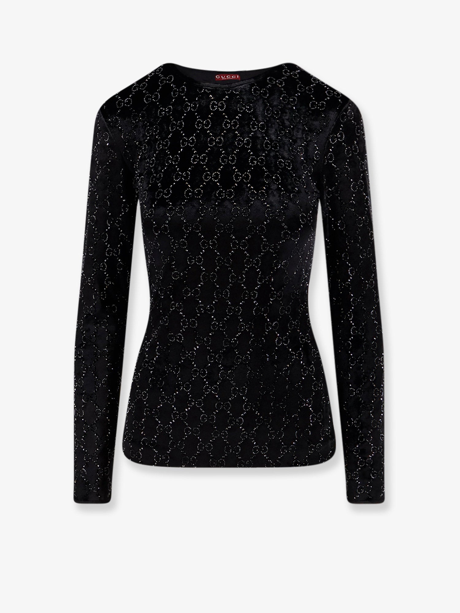 Gucci Chenille Top With All-over Crystal Gg Motif