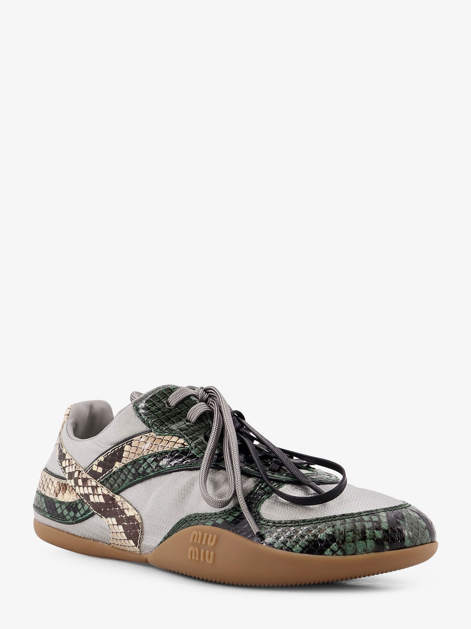 Miu Miu Gymnasium Technical Fabric And Python-print Aisley Sneakers