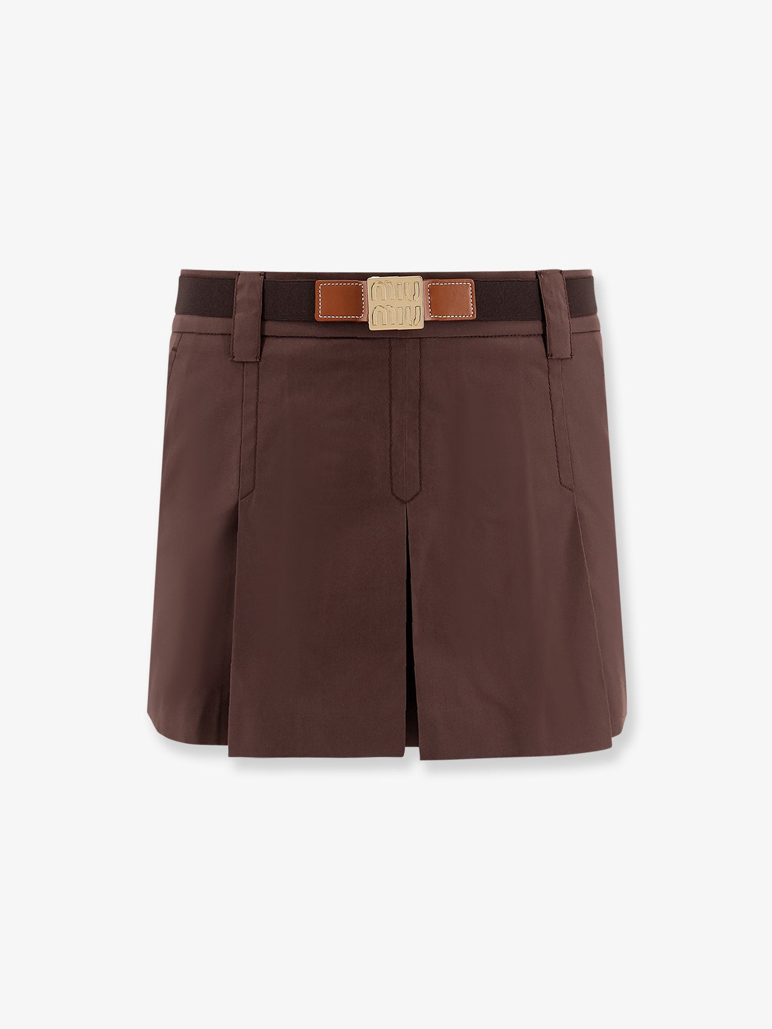 Miu Miu Panama Pleated Mini Skirt With Belt