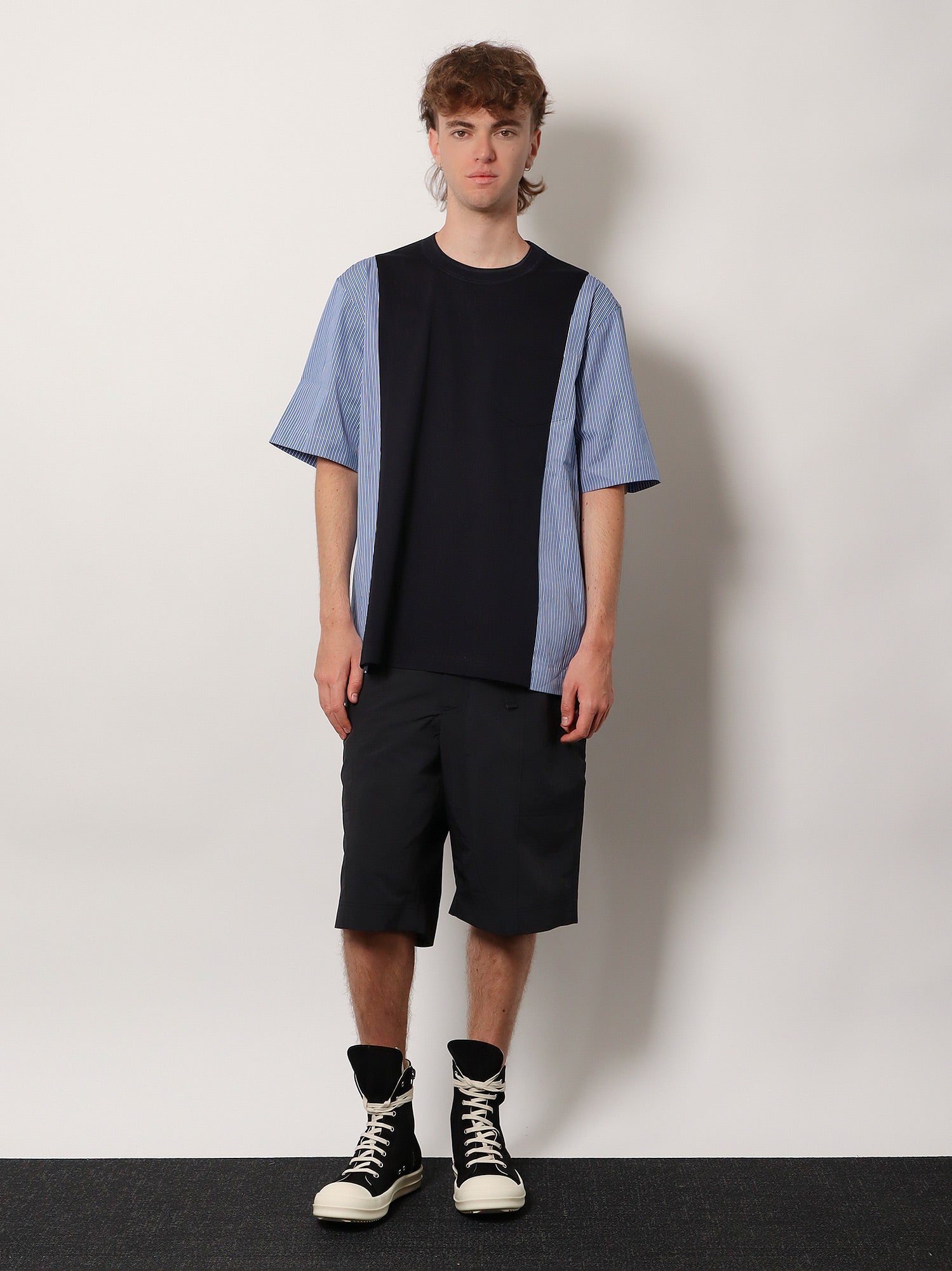 Sacai Cotton Jersey T-shirt With Popeline Inserts