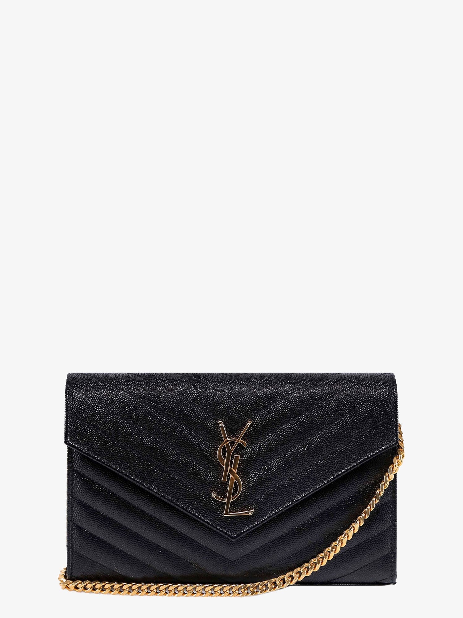 Saint Laurent Pochette Cassandre Grain-de-poudre Leather Clutch With Shoulder Strap