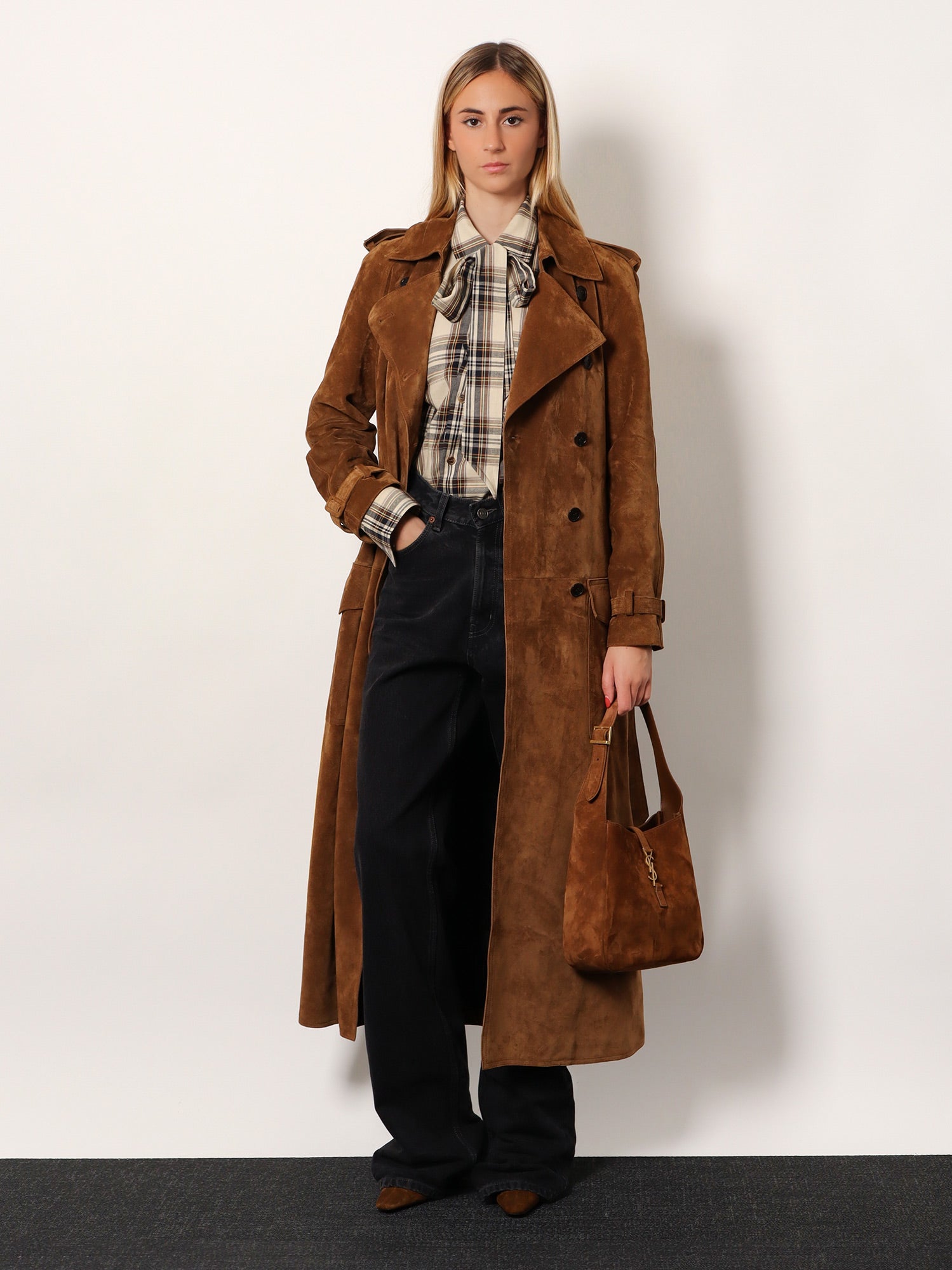 Saint Laurent Le 5 À 7 Suede Shoulder Bag