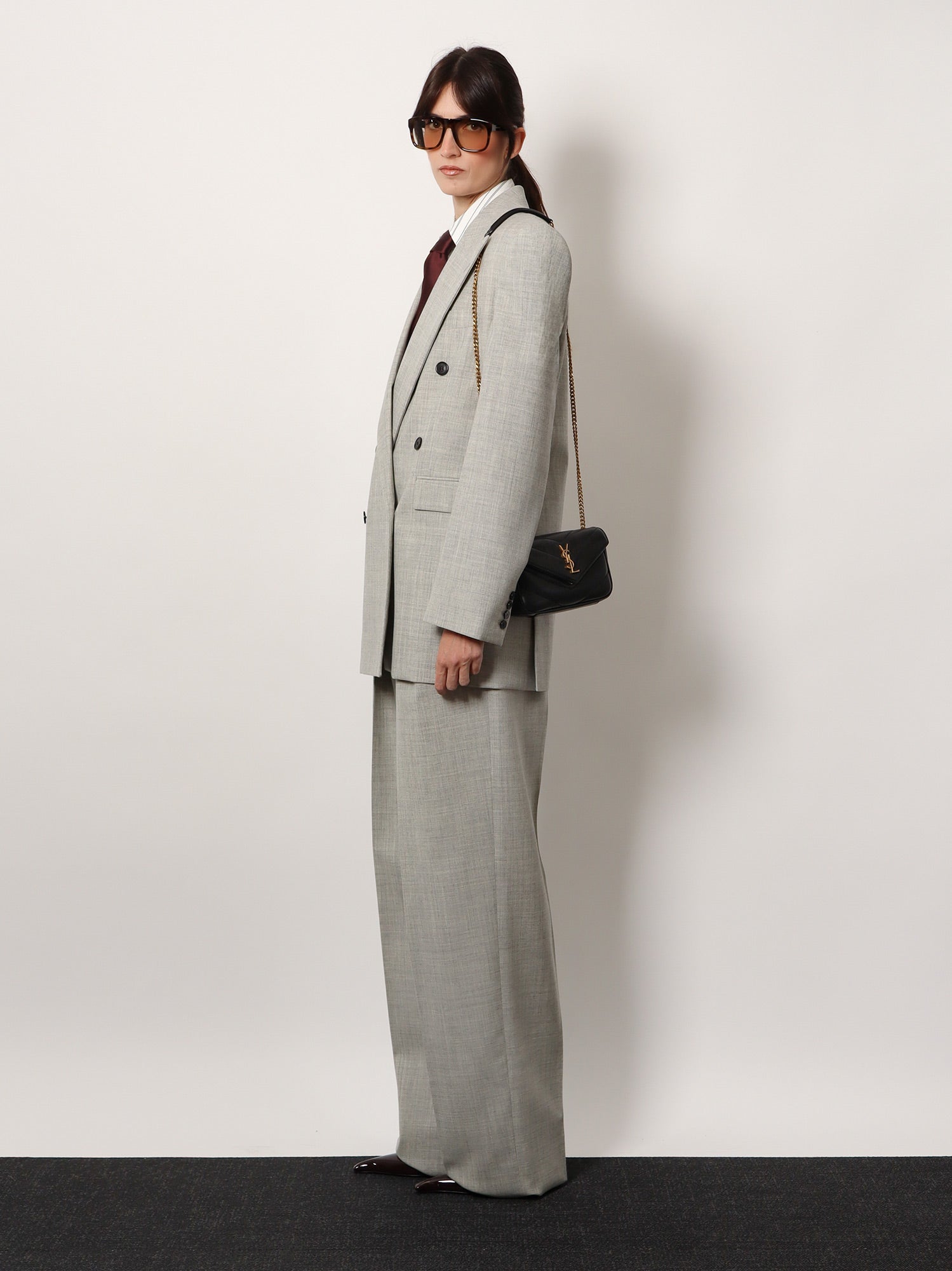 Saint Laurent Loulou Mini Leather Shoulder Bag With Chevron Stitchings