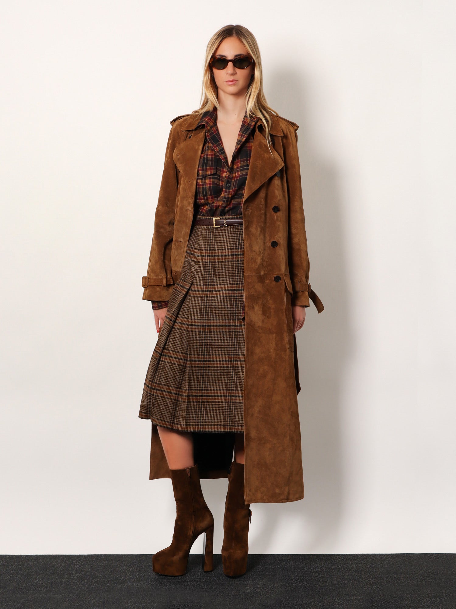 Saint Laurent Prince Of Wales Certified Virgin Wool Skirt