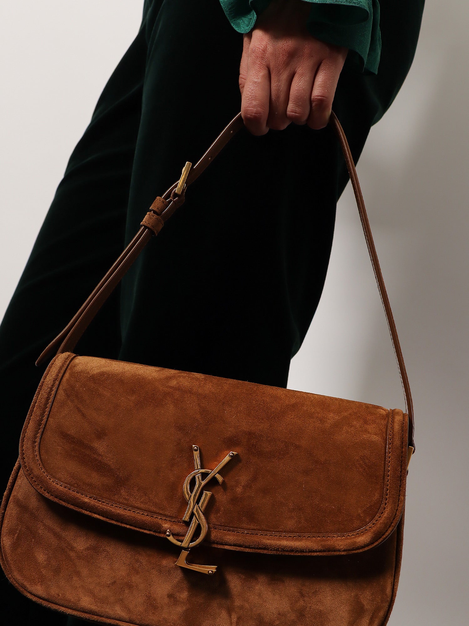 Saint Laurent Solferino Medium Suede Shoulder Bag