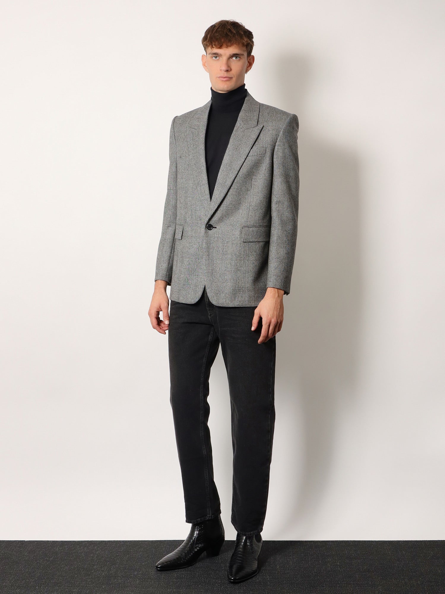 Saint Laurent Prince Of Wales Wool Blazer