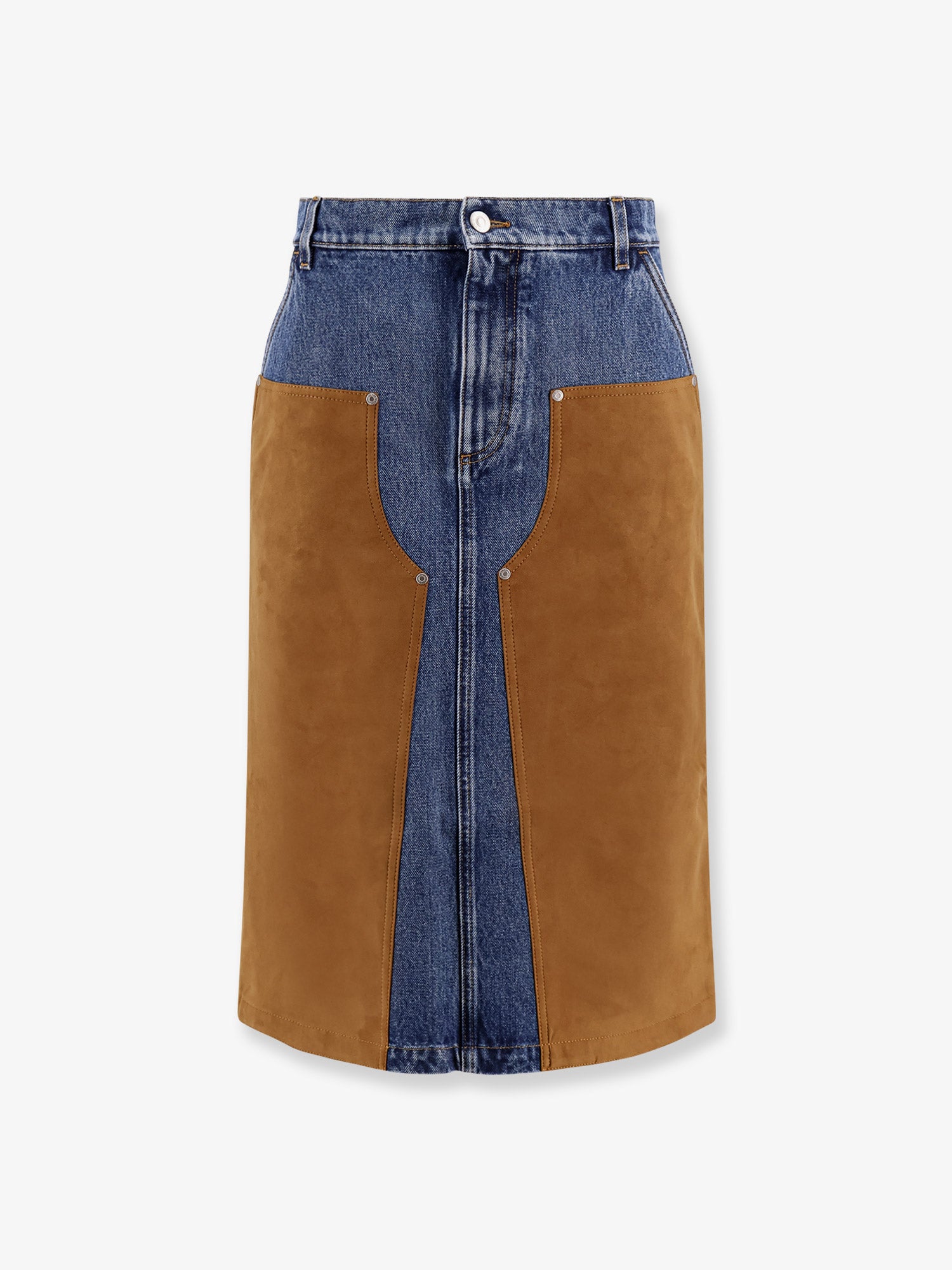 Stella Mccartney Denim Skirt With Suede Inserts