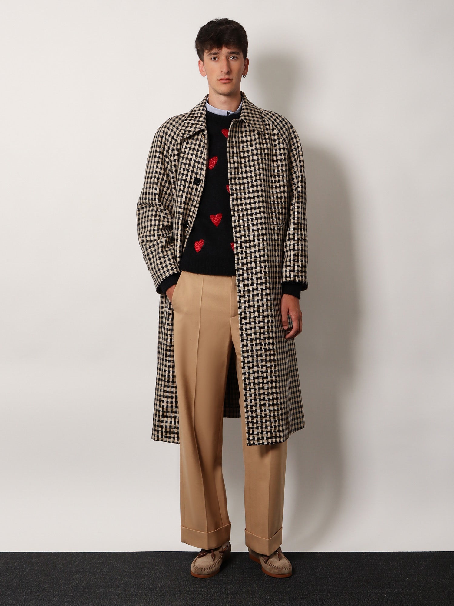 Valentino Wool And Cotton Coat With Vichy Motif