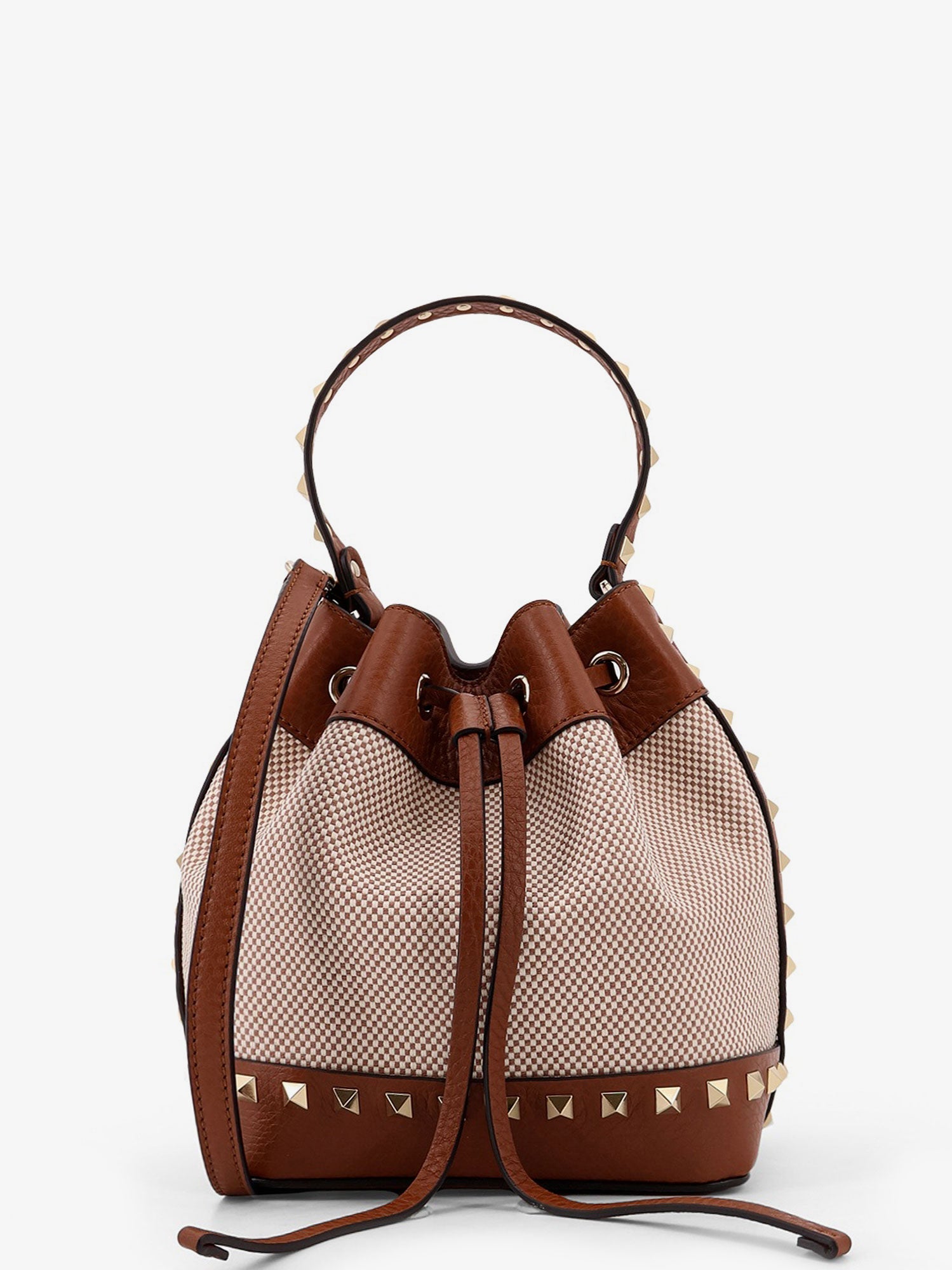 Valentino Rockstud Spike Canvas And Leather Shoulder Bag
