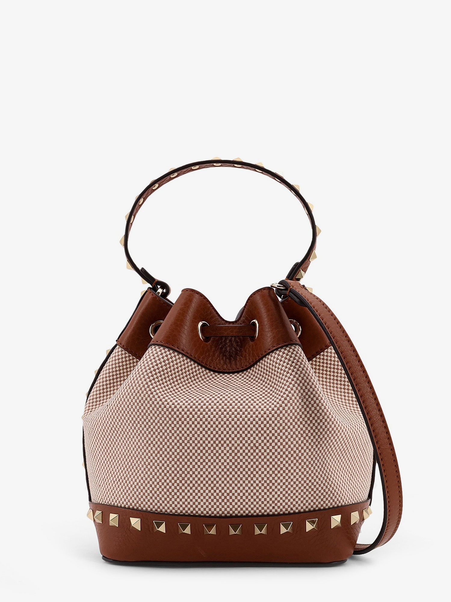 Valentino Rockstud Spike Canvas And Leather Shoulder Bag