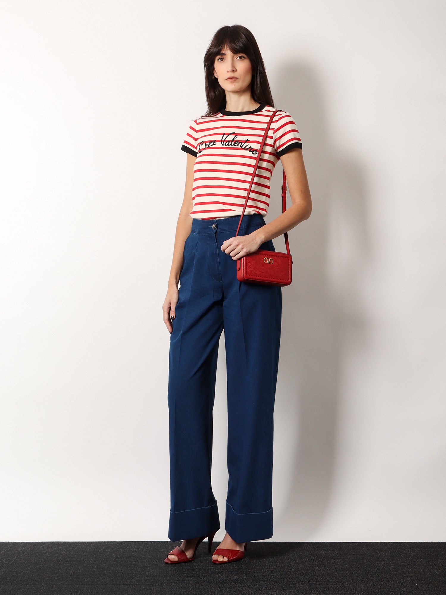 Valentino Valentino Garavani Alltime Leather Shoulder Bag With Vlogo Signature Detail