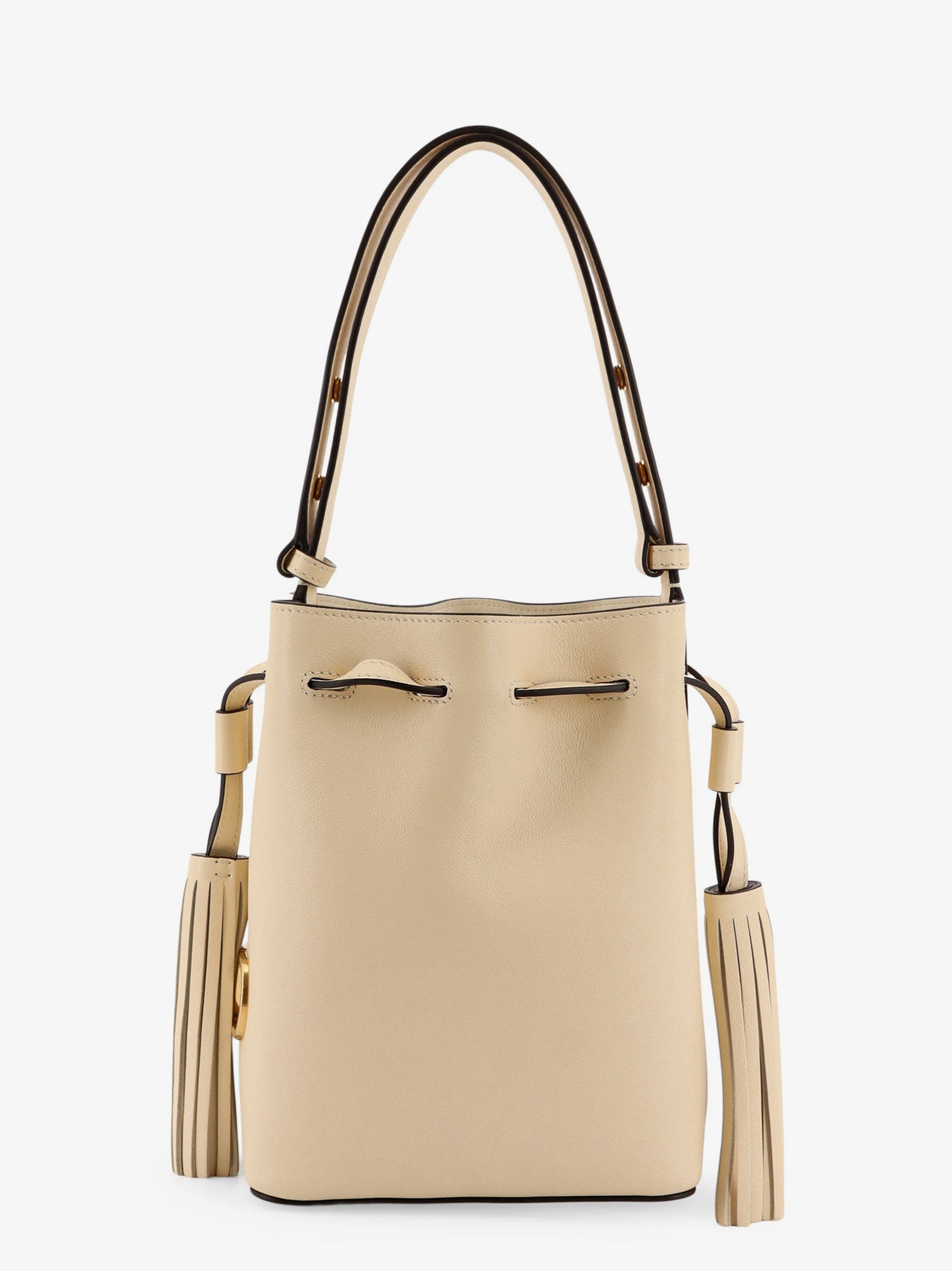 Valentino Leather Bucket Bag With Metal Vlogo Signature