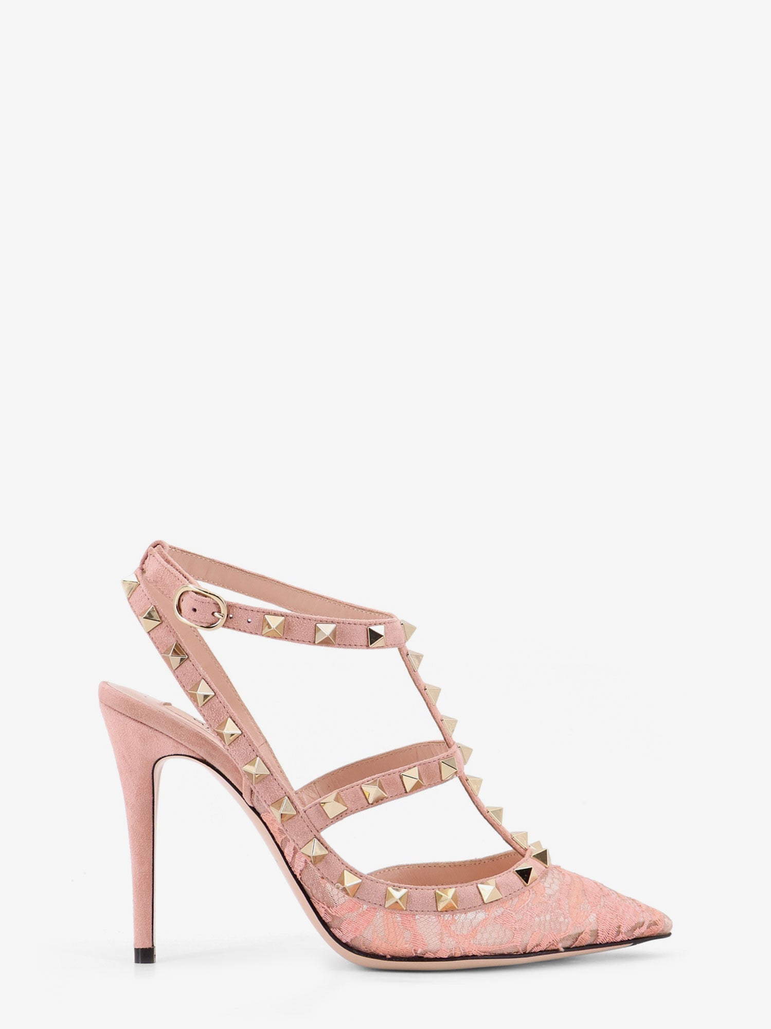 Valentino Rockstud Suede And Lace Pumps