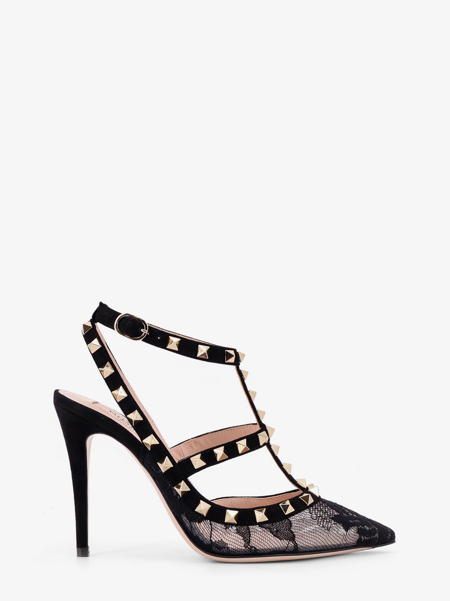 Valentino Rockstud Suede And Lace Pumps