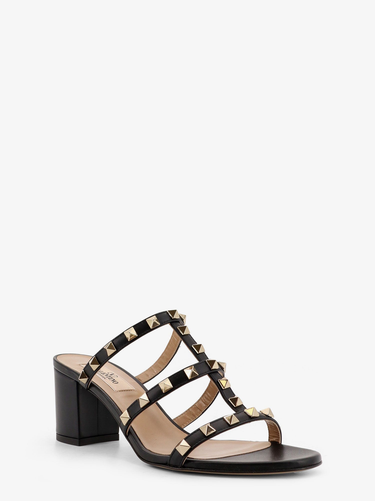 Valentino Rockstud Slide Leather Sandals