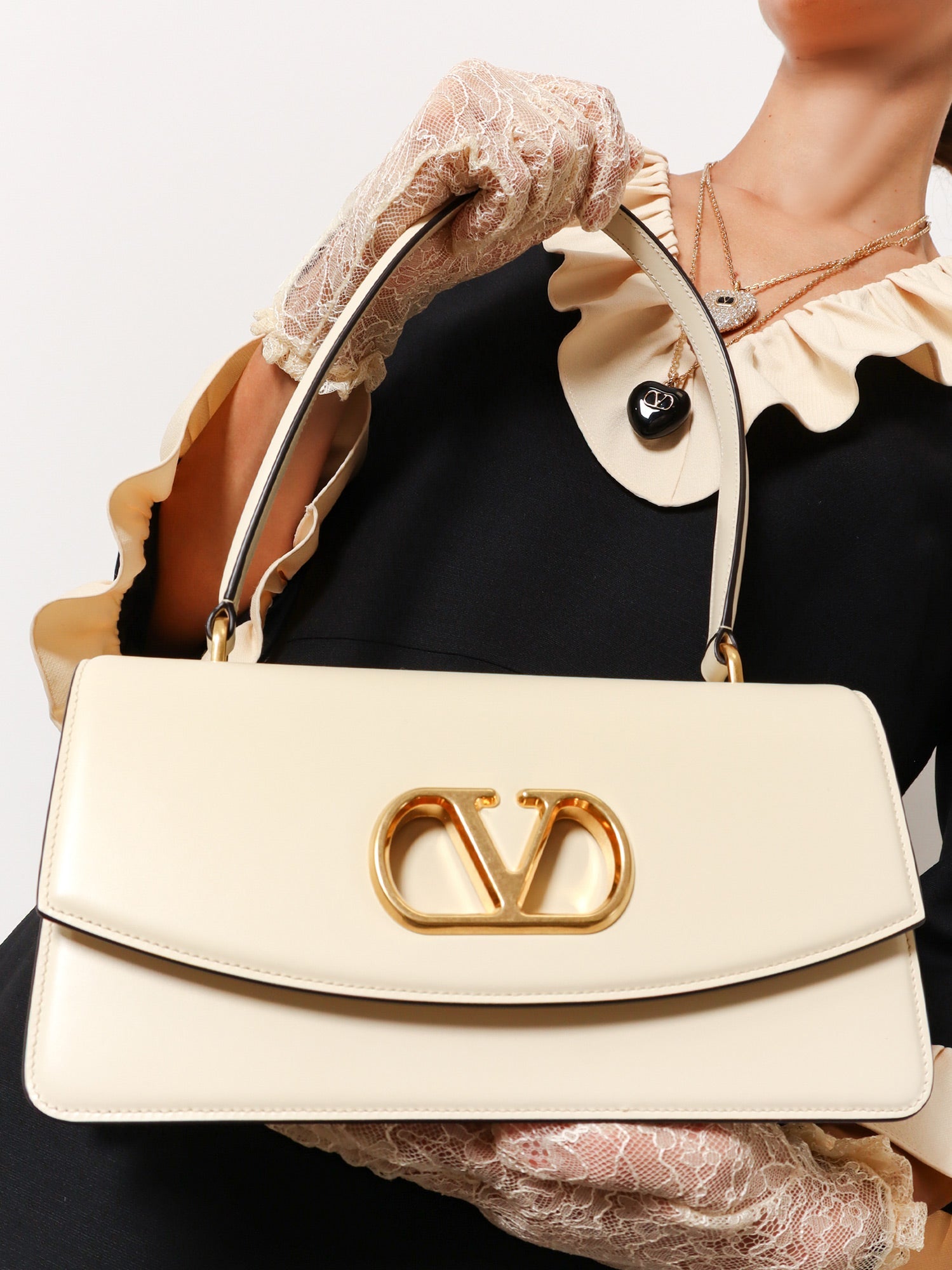 Valentino Leather Vlogo Shoulder Bag