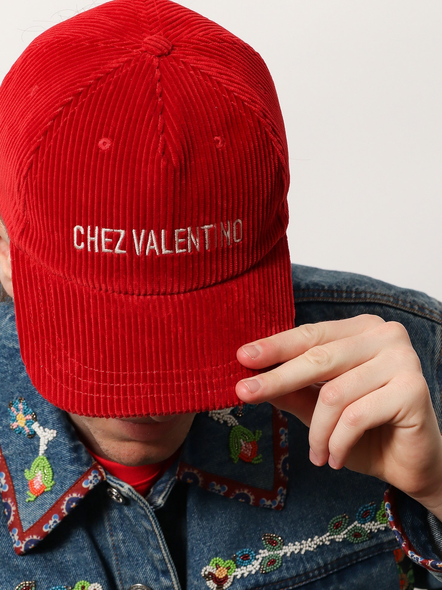 Valentino Corduroy Baseball Hat