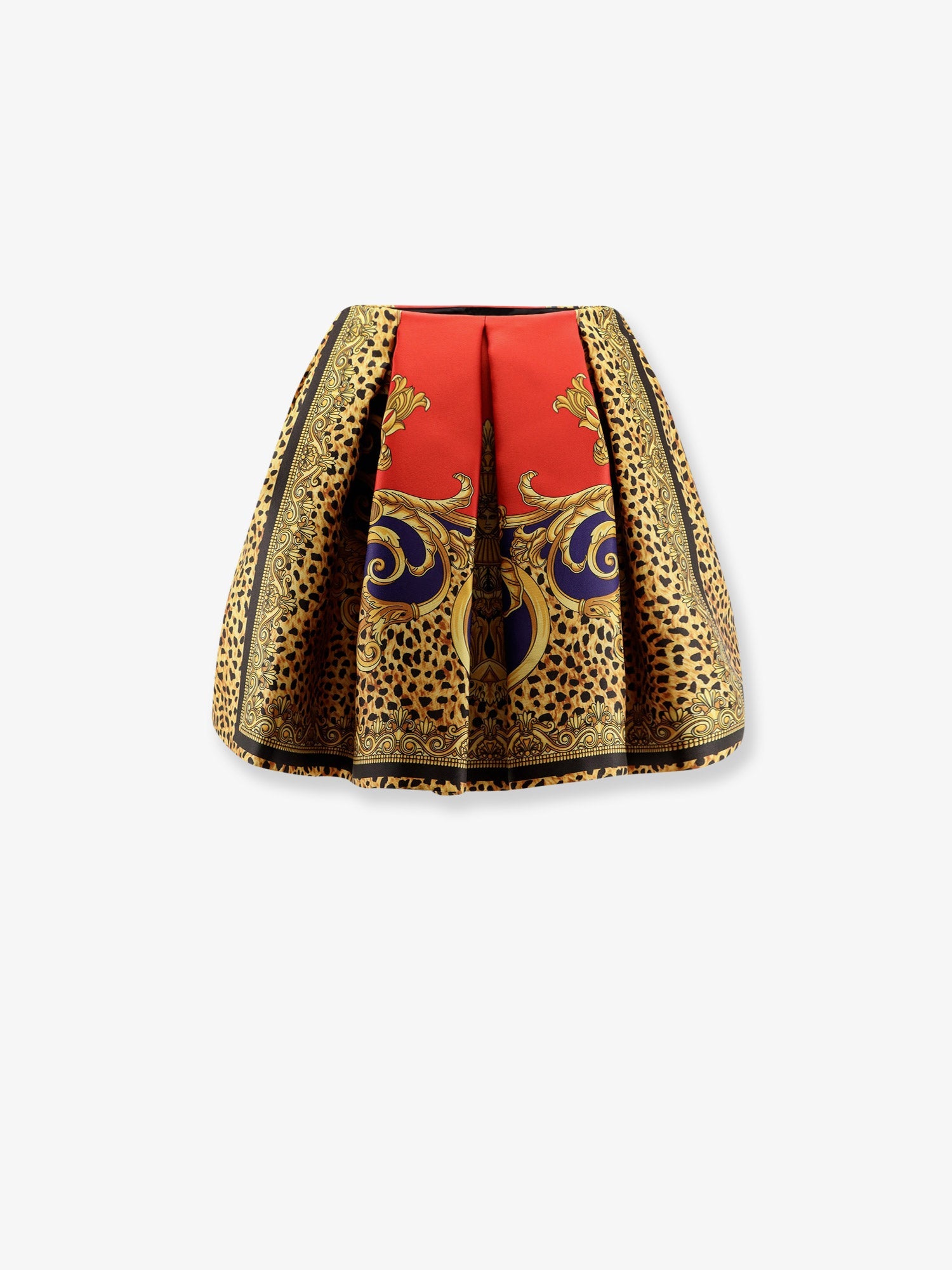Versace Cheetah Barocco Silk Duchesse Skirt