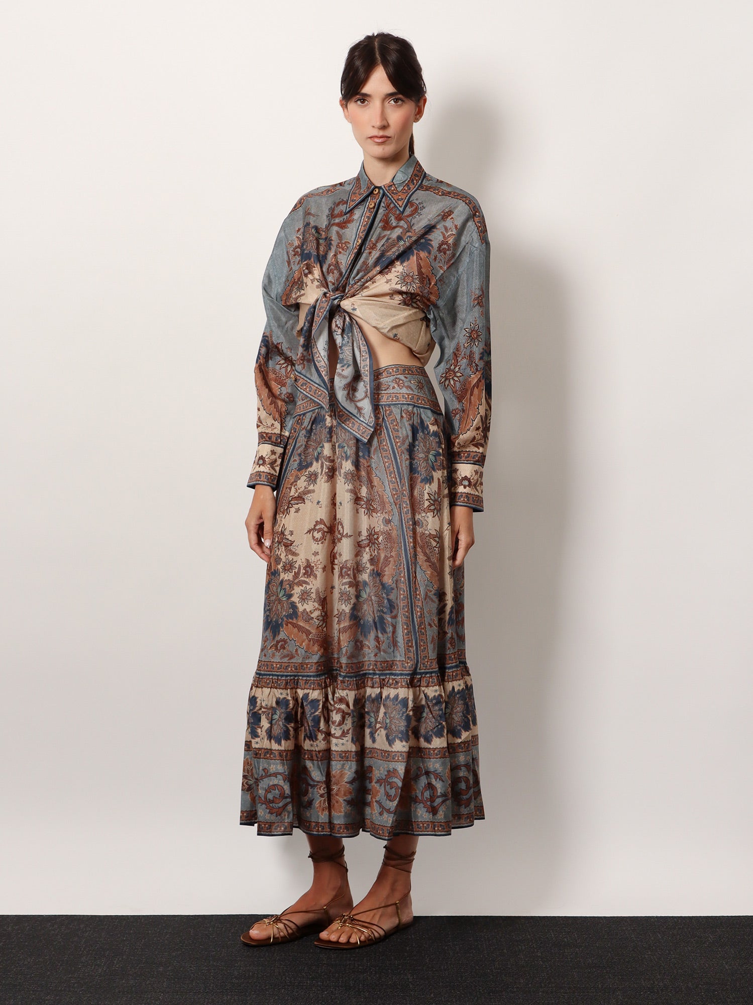 Zimmermann Ascension Tiered Midi Skirt