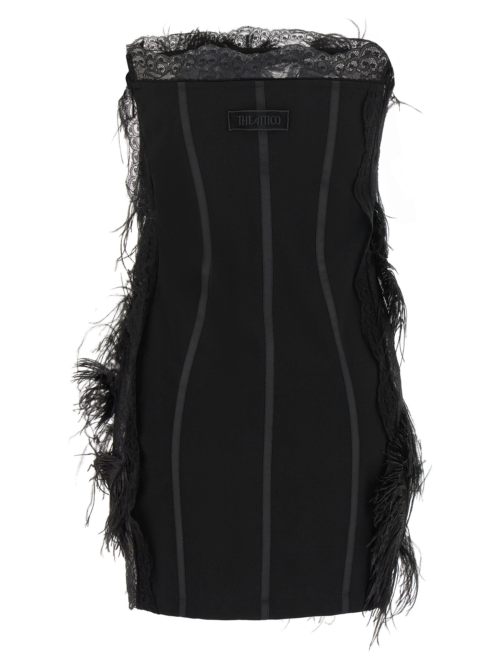 The Attico Lace And Feather Dress