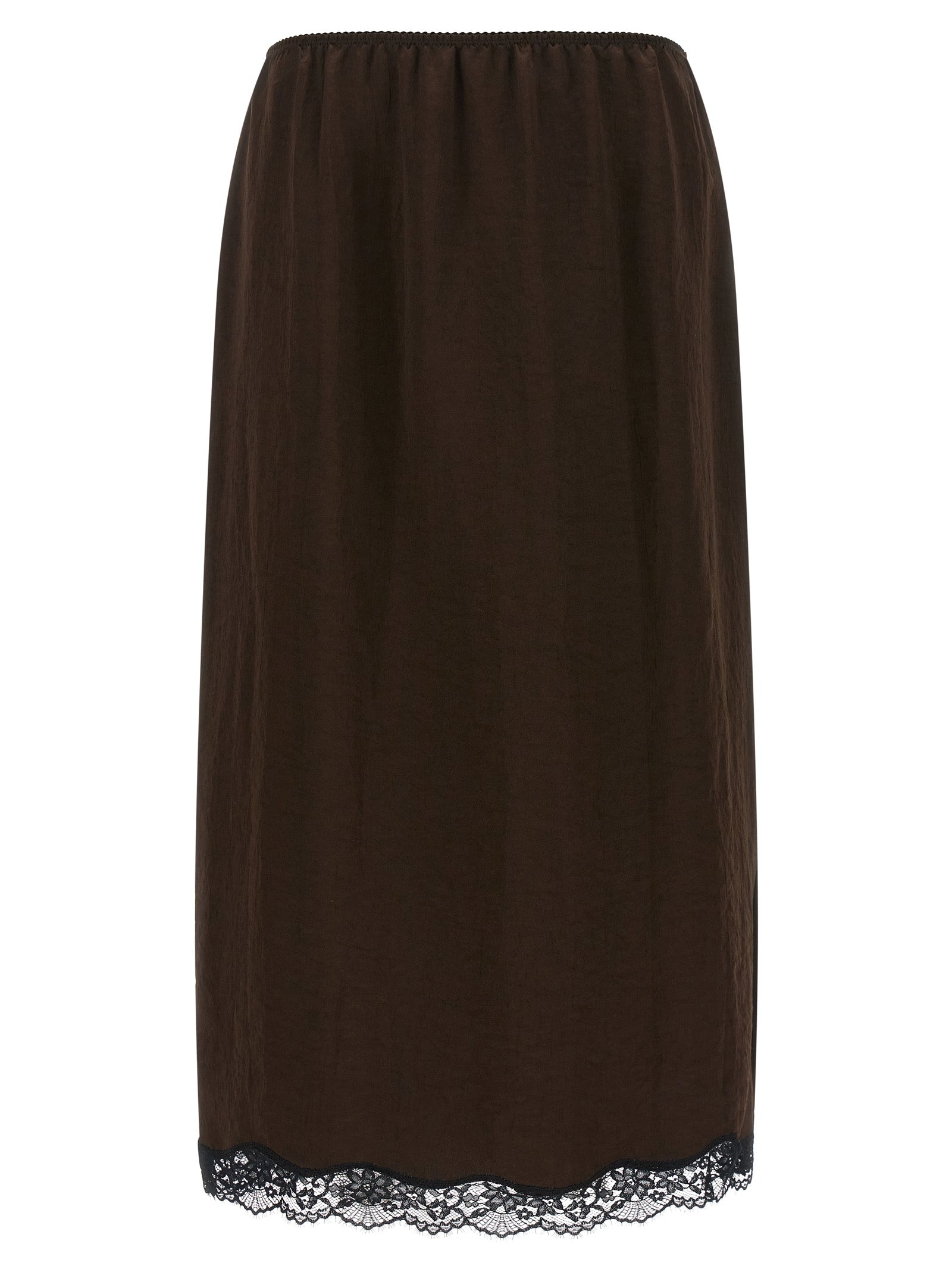 Twin Set Satin Froissé And Lace Skirt
