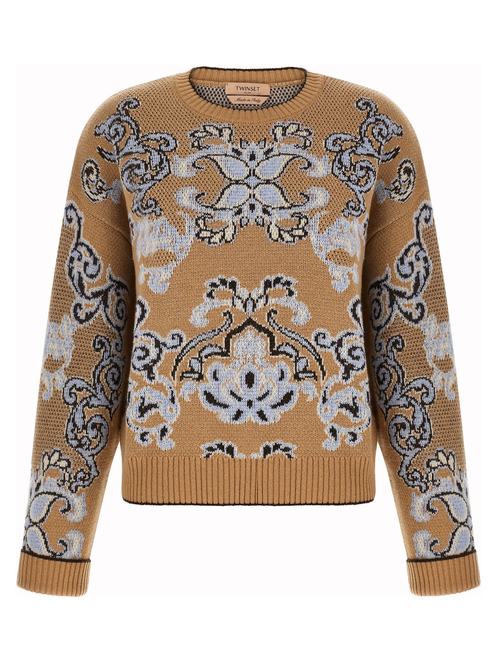 Twin Set Jacquard Wool Blend Sweater