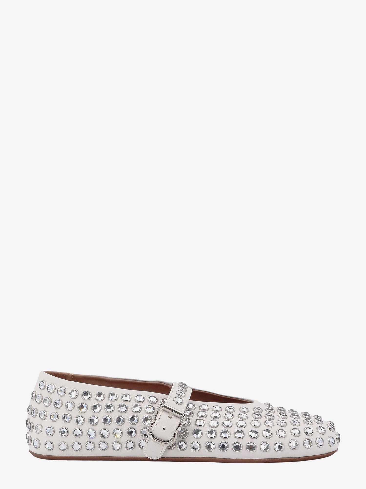 Alaïa Leather Ballet Flats With Rhinestones