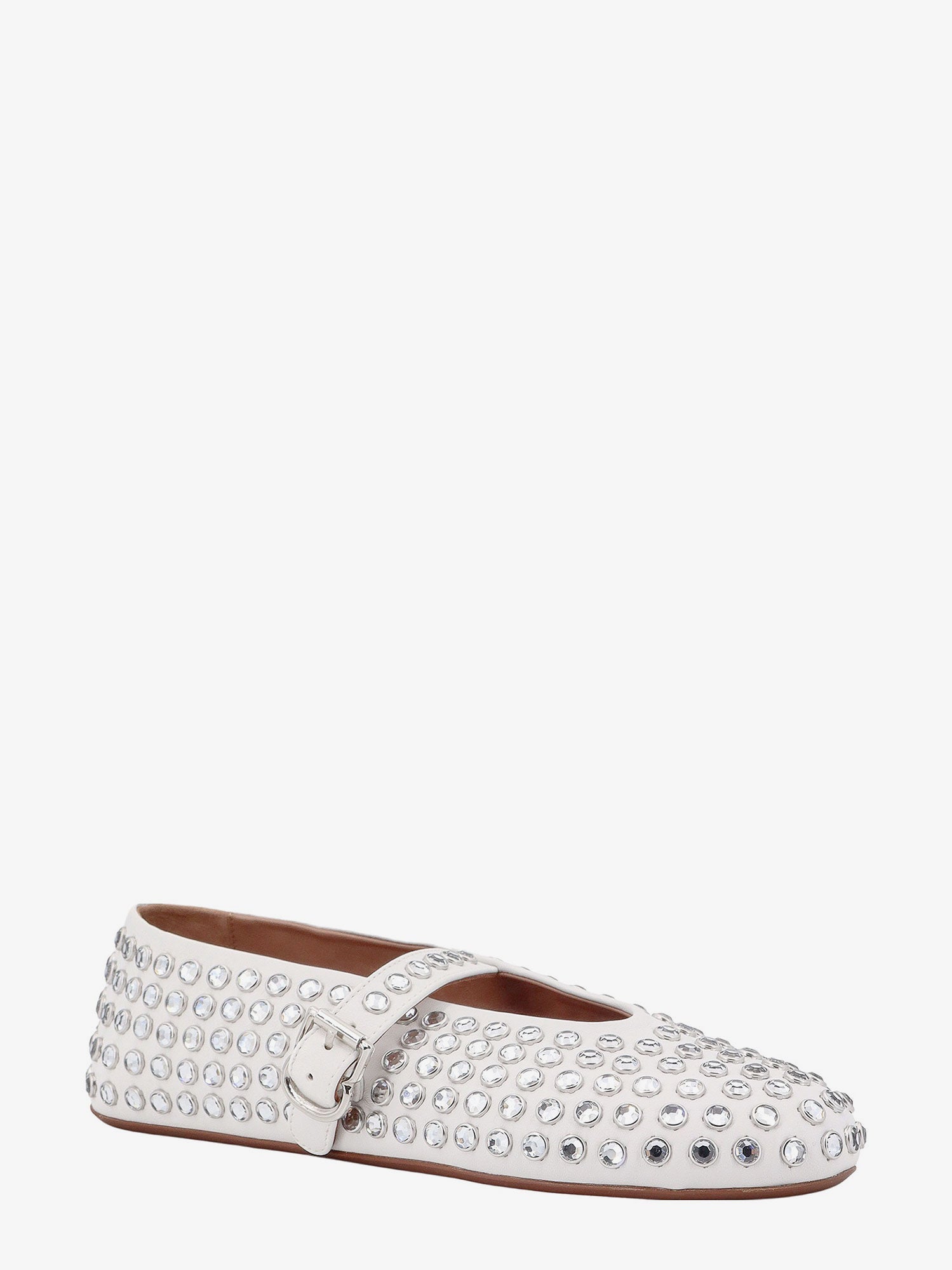 Alaïa Leather Ballet Flats With Rhinestones