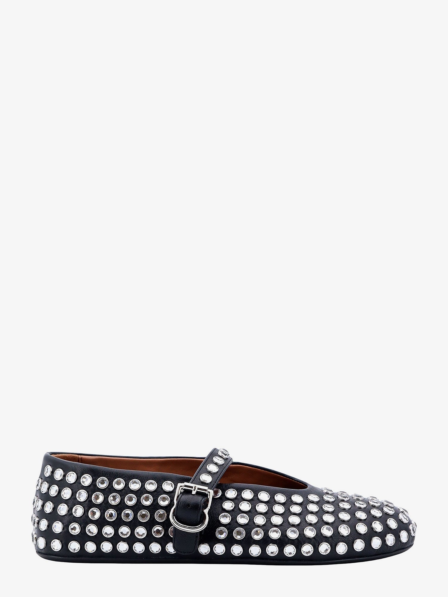 Alaïa Leather Ballet Flats With Rhinestones
