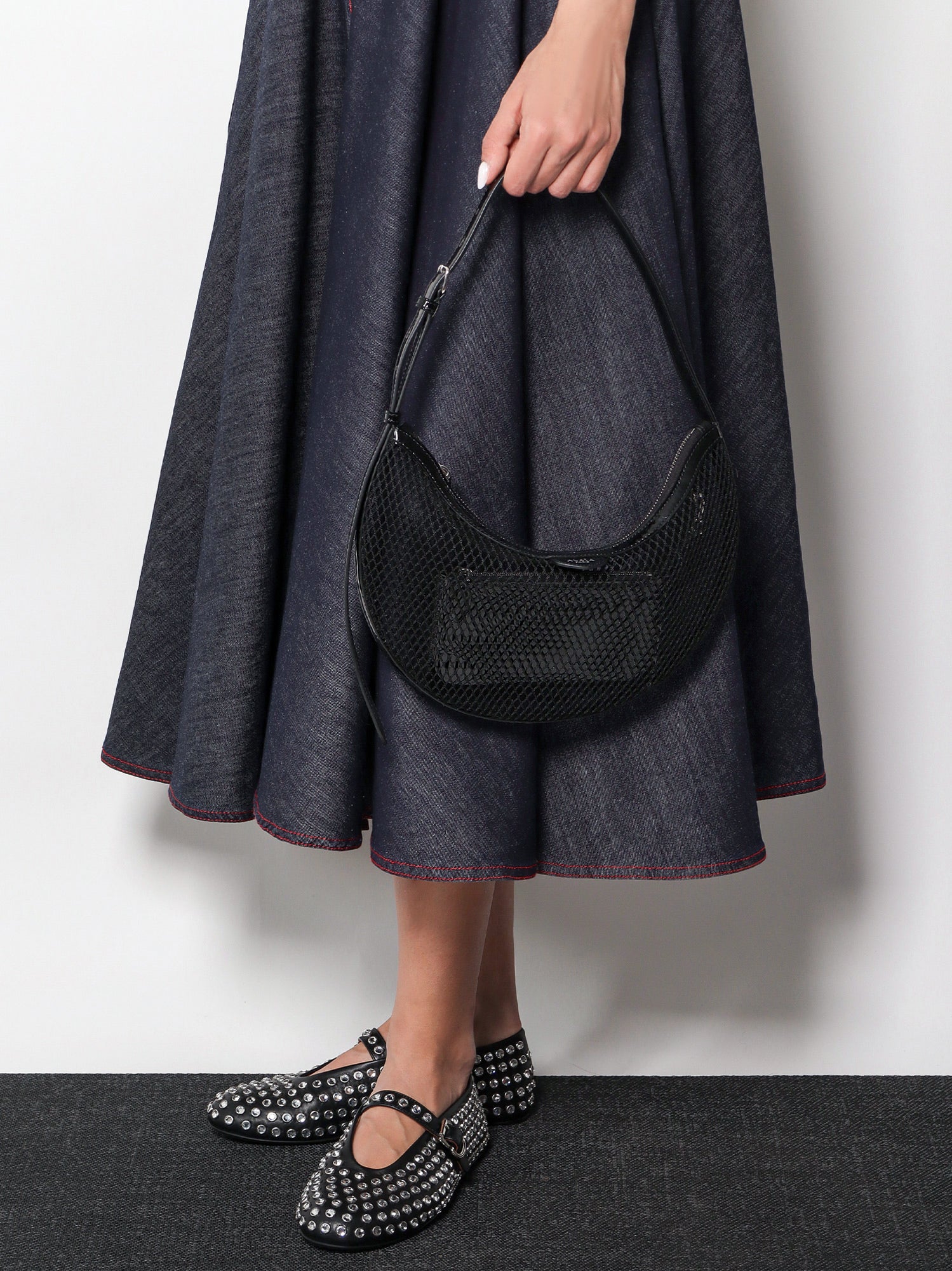 Alaïa Leather Ballet Flats With Rhinestones