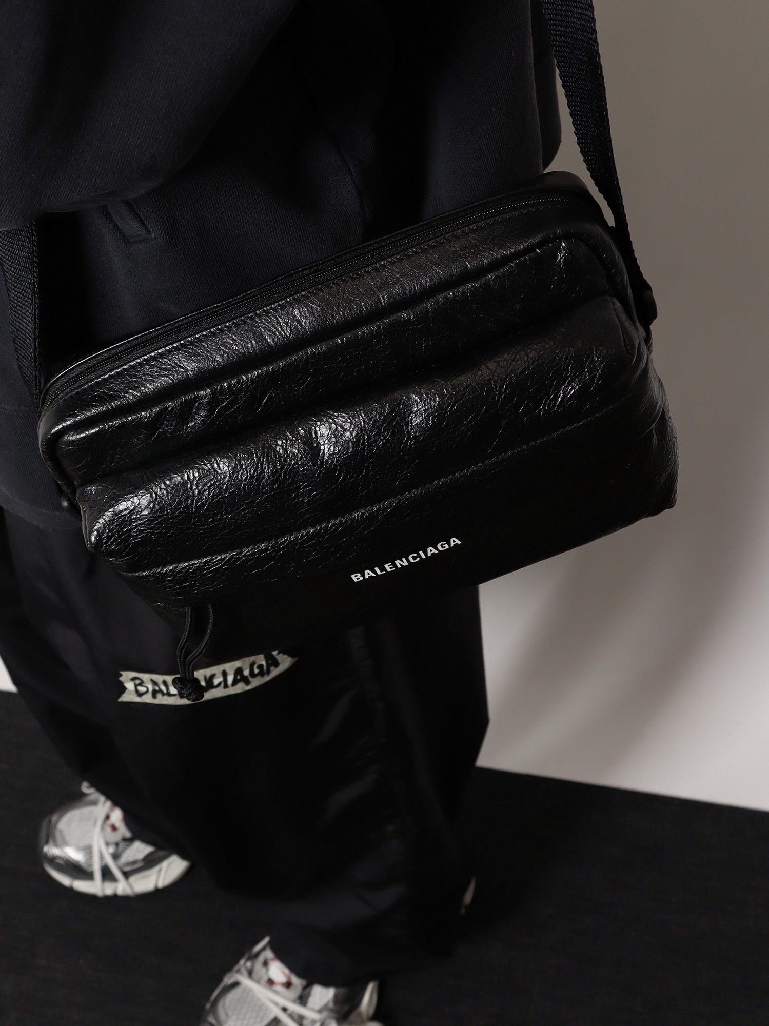 Balenciaga Leather Crossbody Bag With Logo On The Front