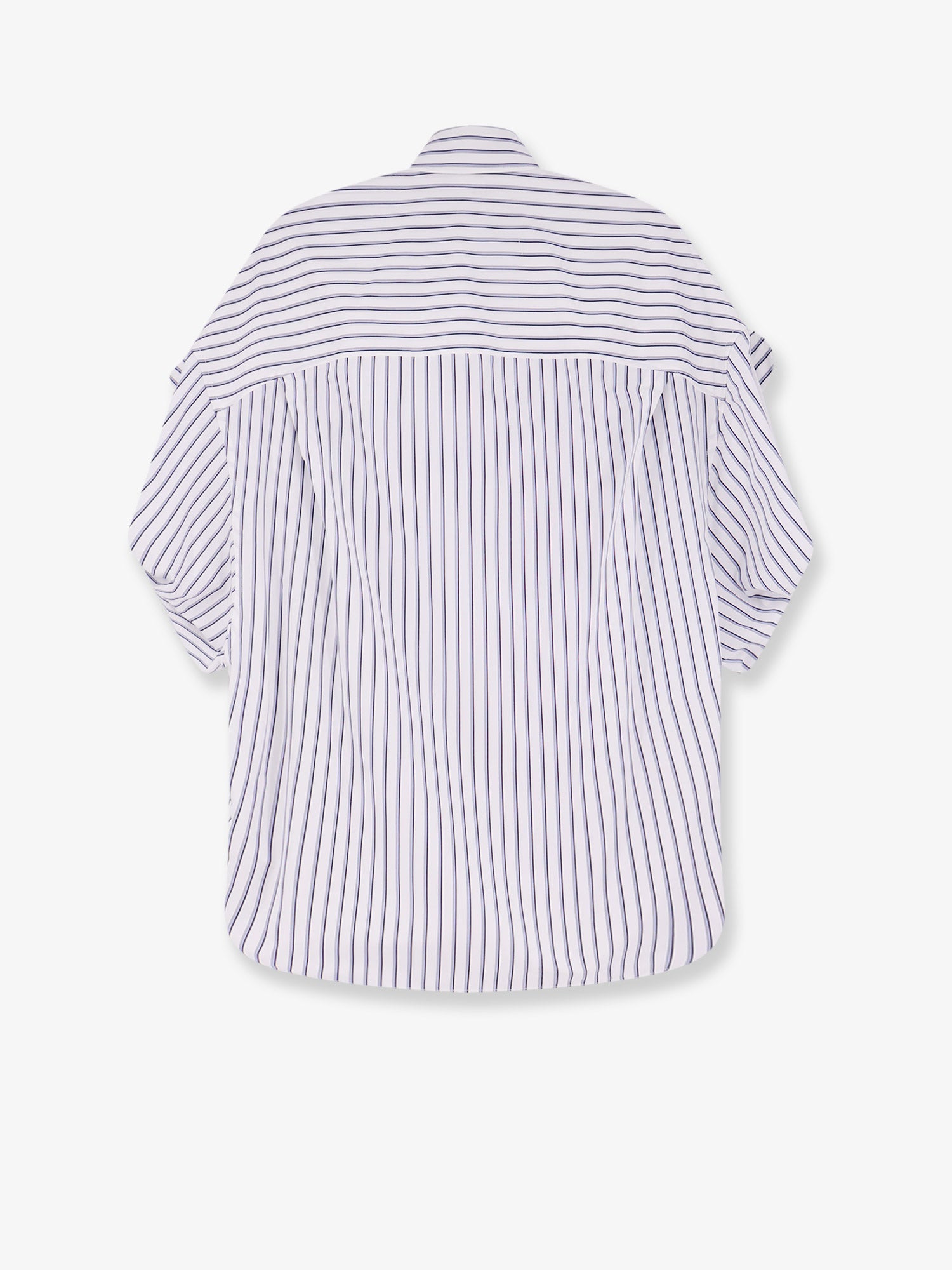 Balenciaga Tucked Sleeve Striped Cotton Shirt