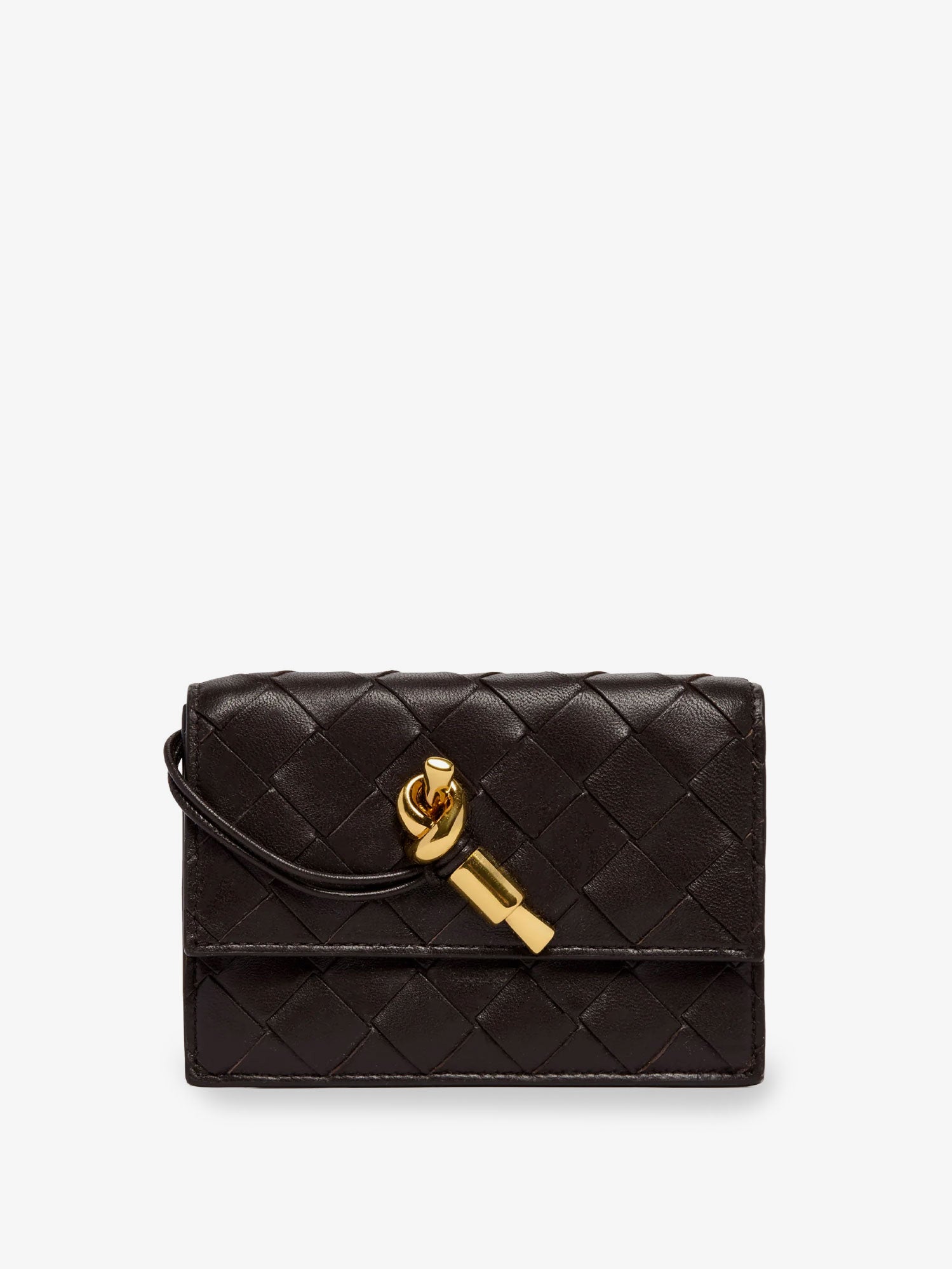 Bottega Veneta Andiamo Leather Card Holder With Intrecciato Motif