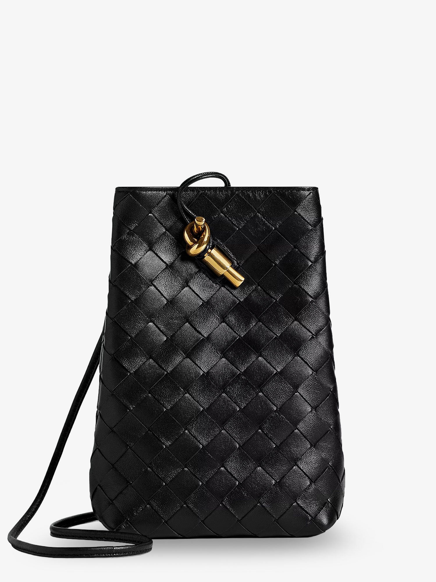 Bottega Veneta Andiamo Leather Smartphone Pochette With Intrecciato Motif