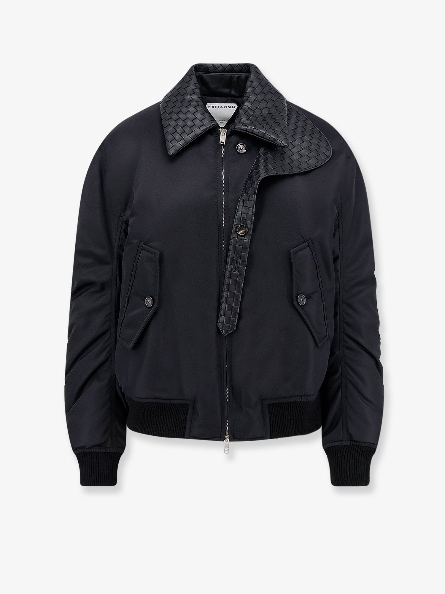 Bottega Veneta Nylon Jacket With Intrecciato Leather Collar