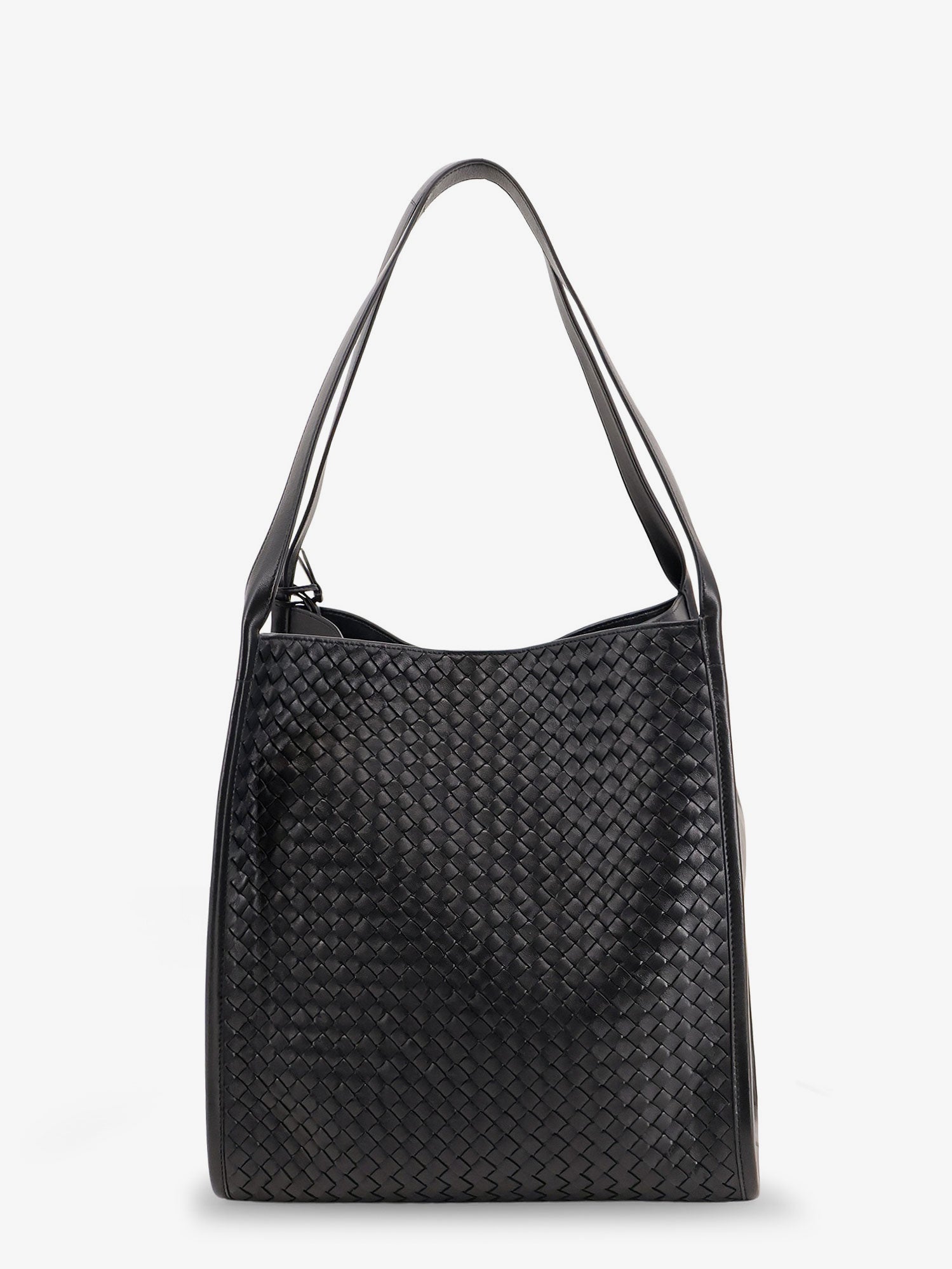 Bottega Veneta Corriere Leather Shoulder Bag With Intrecciato Pattern
