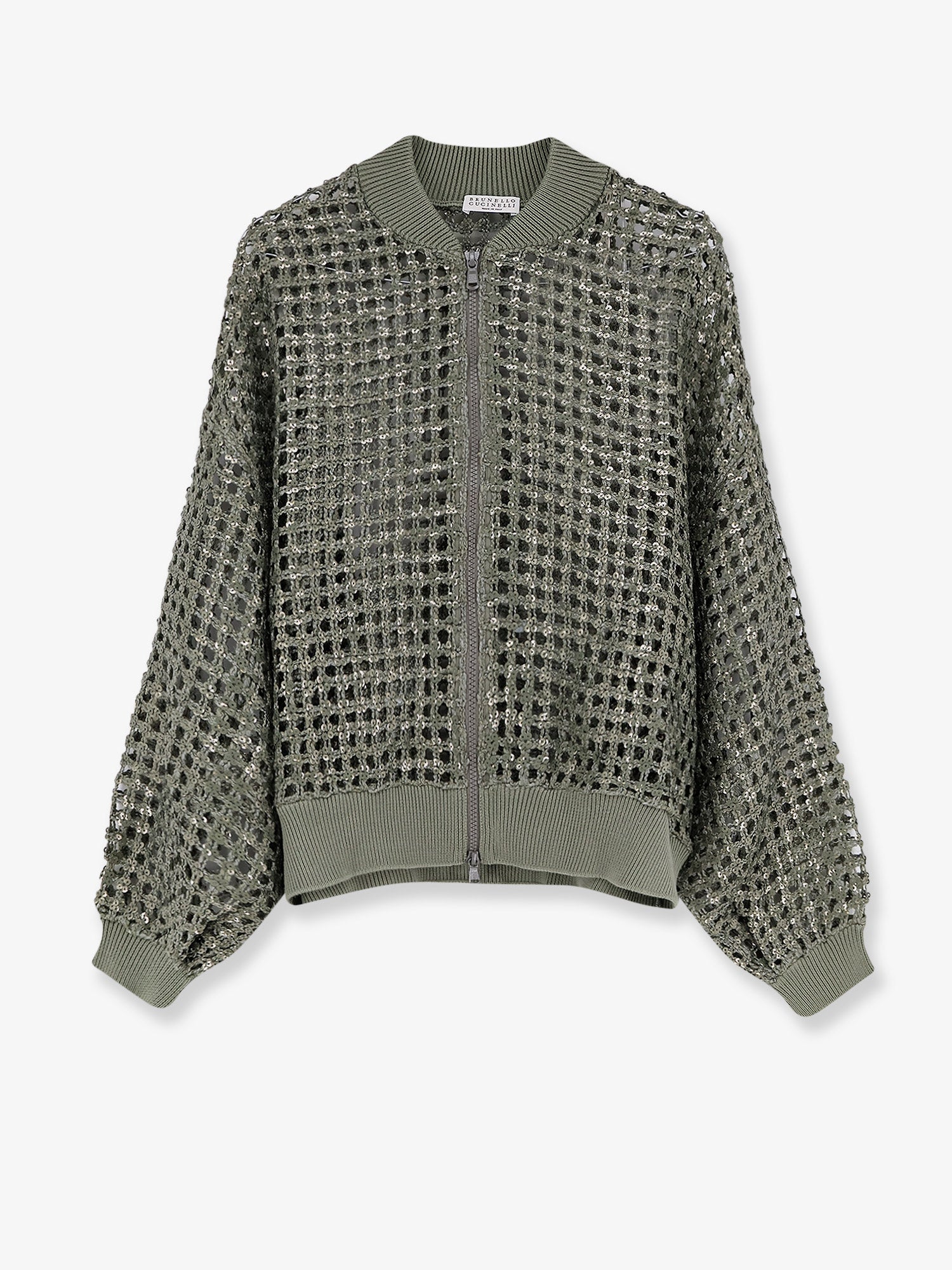 Brunello Cucinelli Dazzling Net Embroidery Silk And Linen Cardigan
