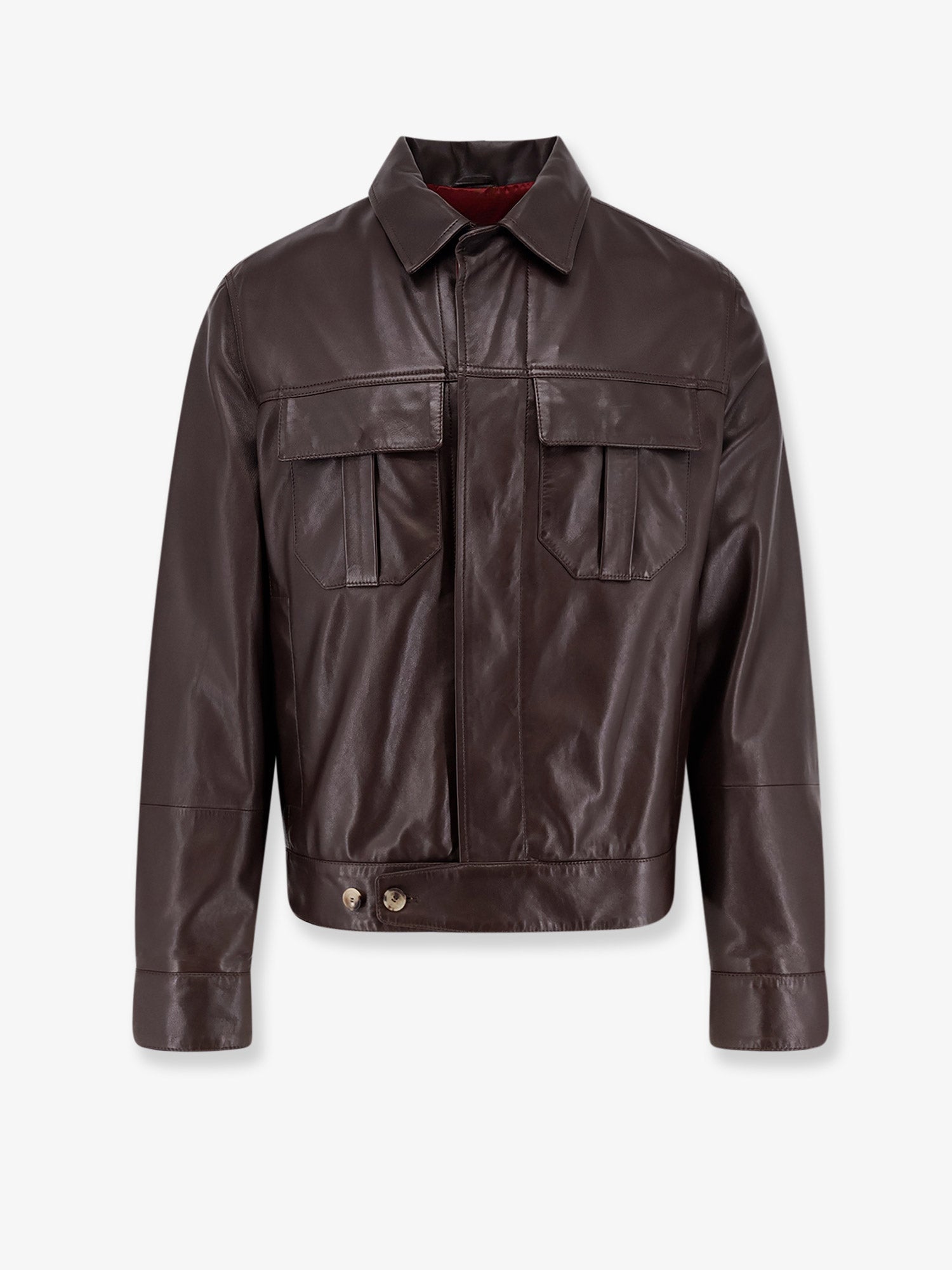 Brunello Cucinelli Leather Jacket With Pockets