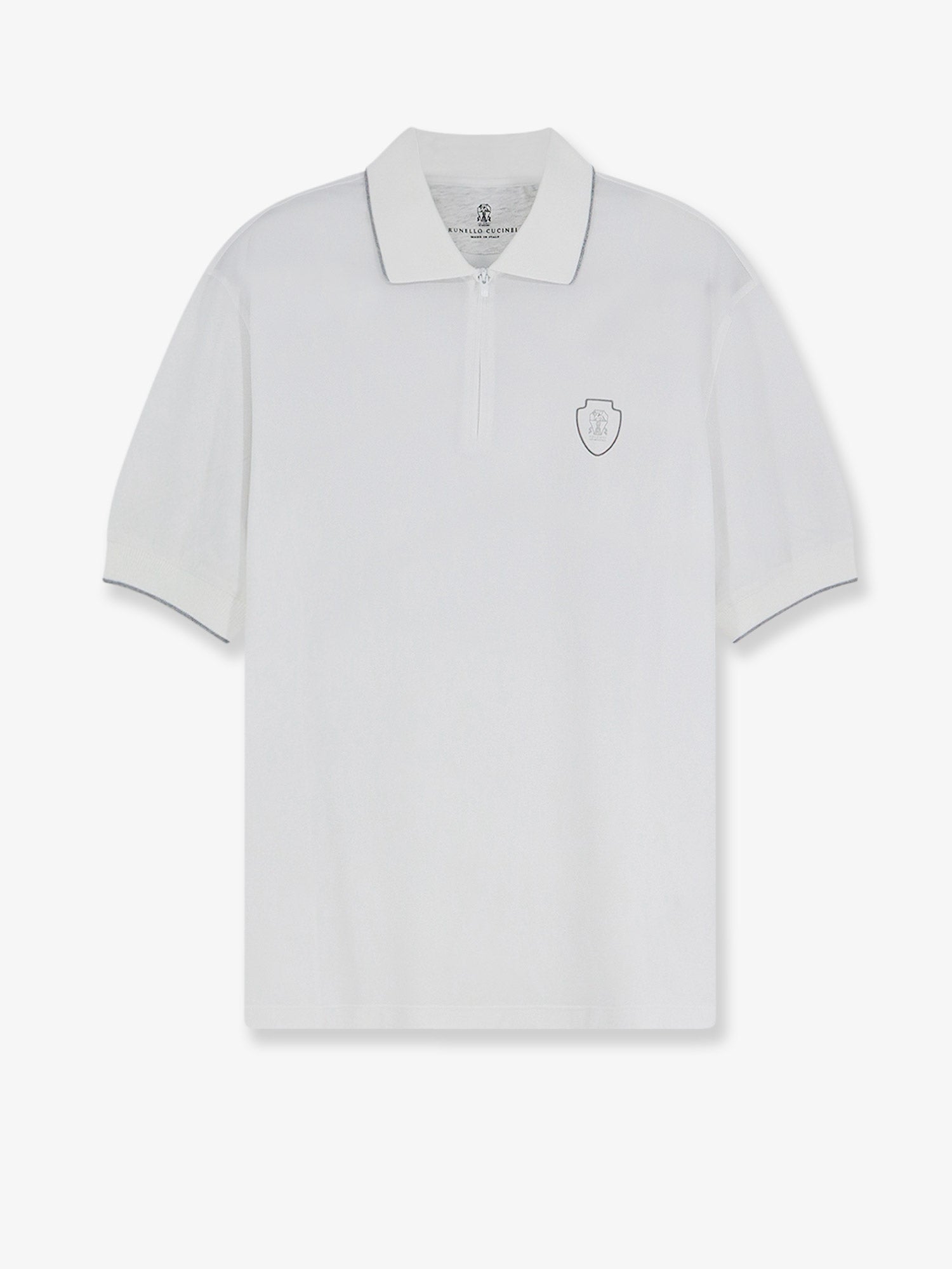 Brunello Cucinelli Technical Fabric Polo Shirt With Embroidered Logo On The Front