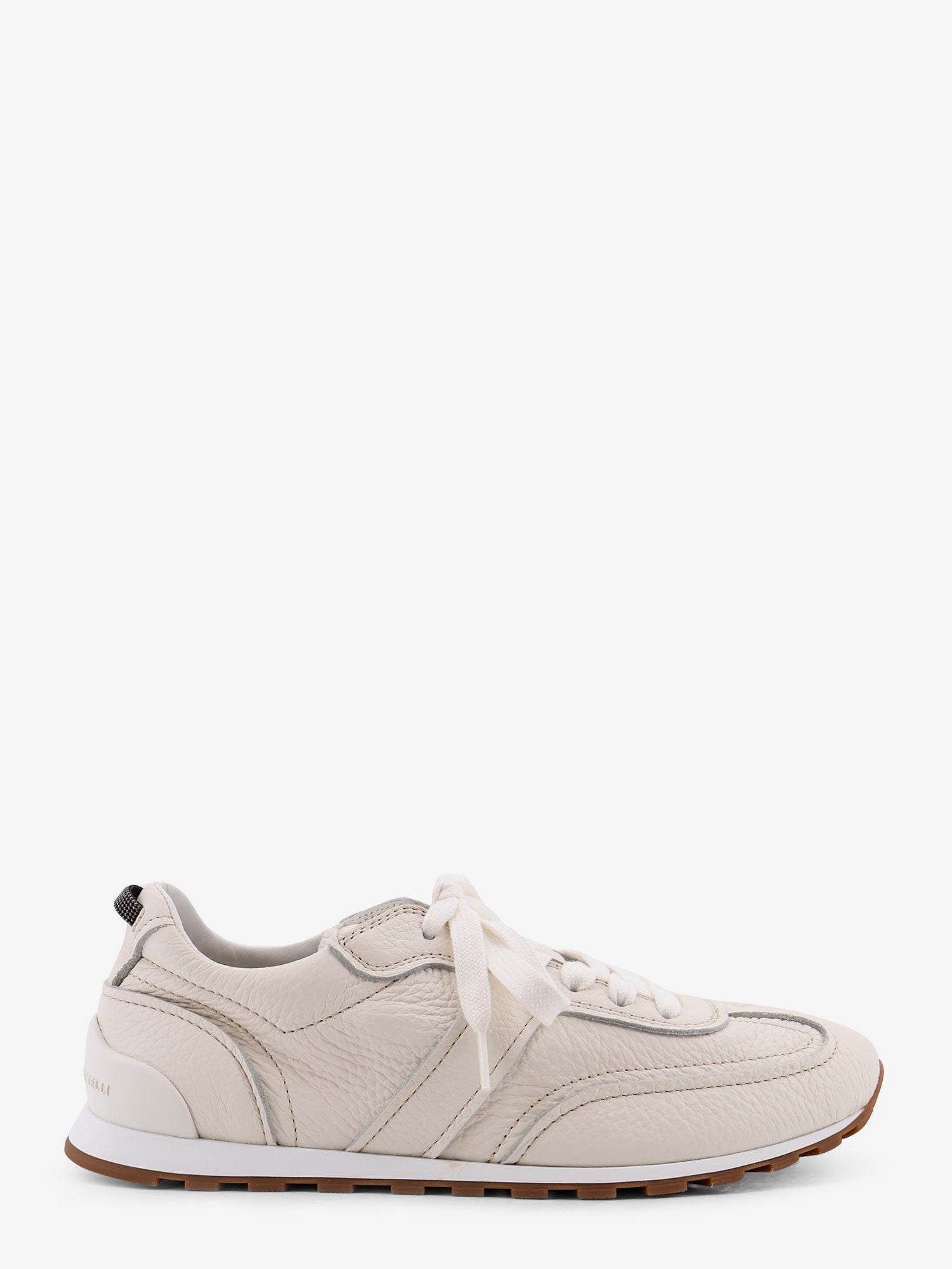 Brunello Cucinelli Leather Sneakers With Monili On The Back